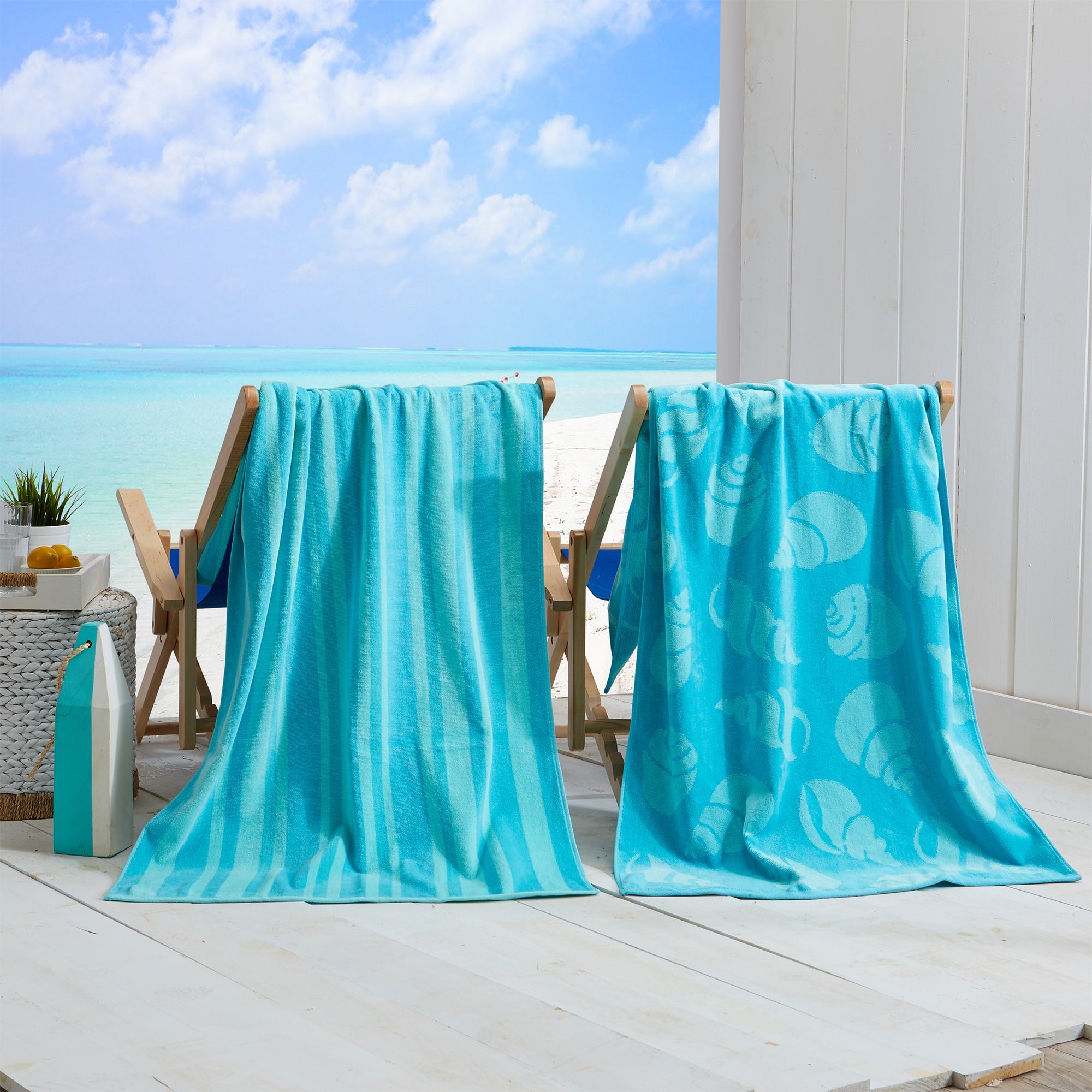 Cotton Velour Beach Towel - Maui Collection - The Peony Haus
