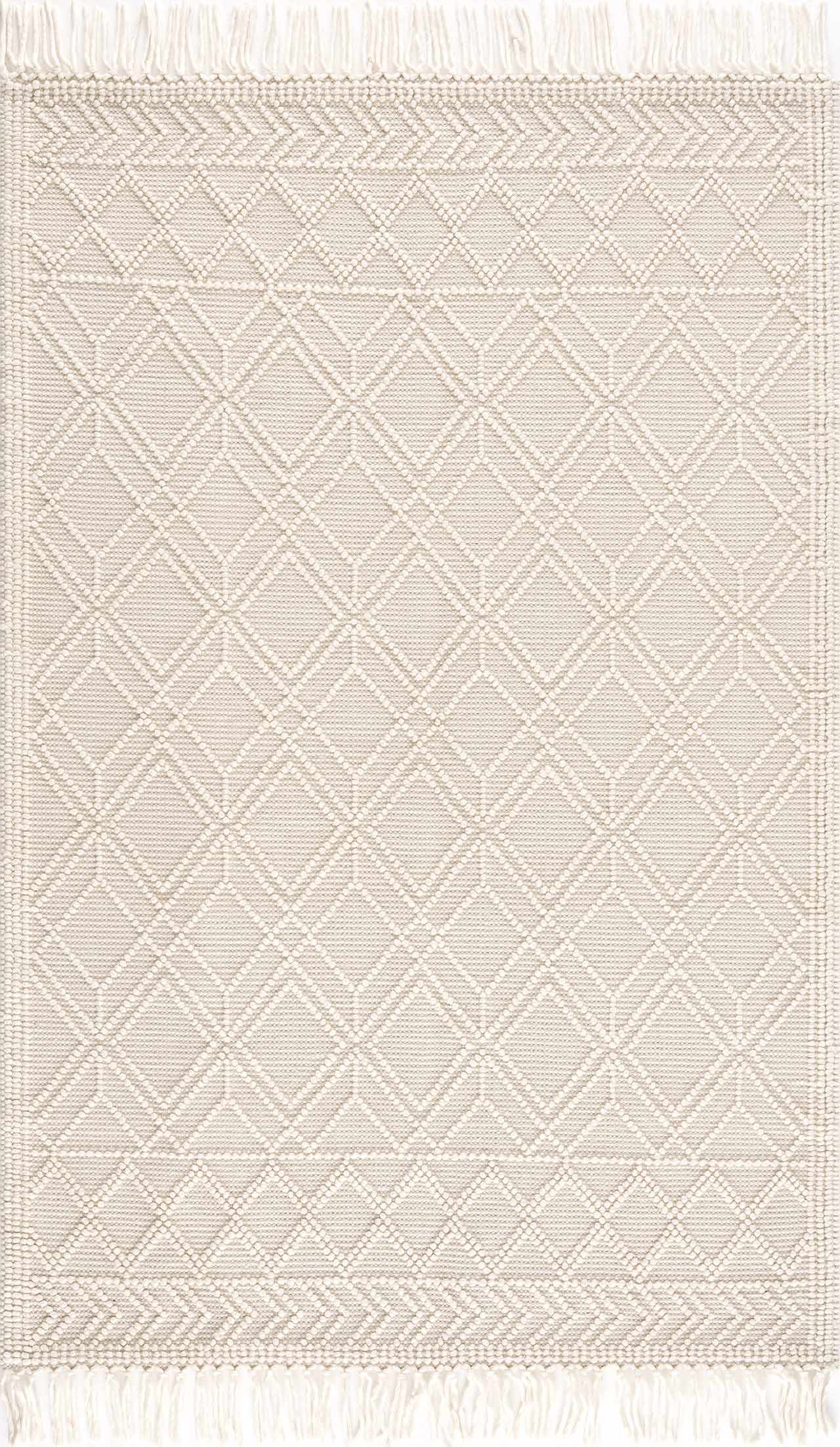 Ramsbury Beige Trellis Wool Rug - The Peony Haus