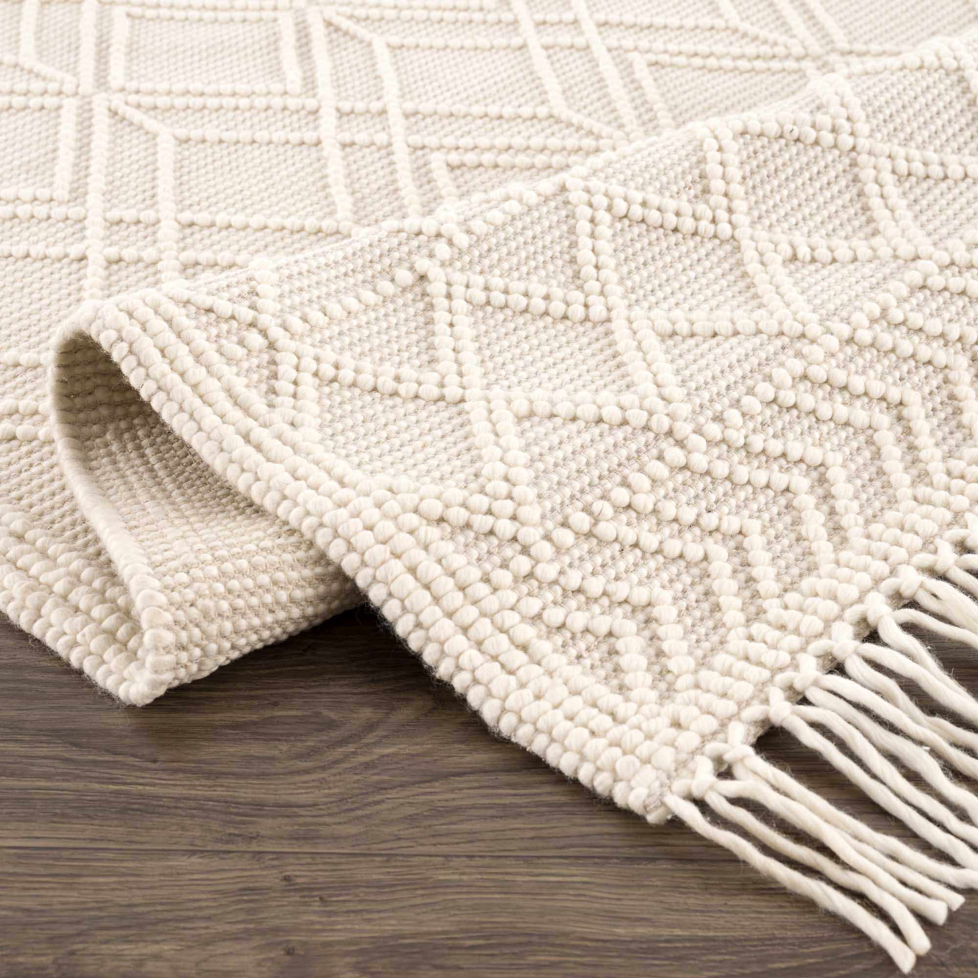 Ramsbury Beige Trellis Wool Rug - The Peony Haus