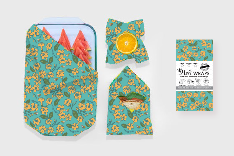 Beeswax Food Wrap - Puakenikeni Print - The Peony Haus