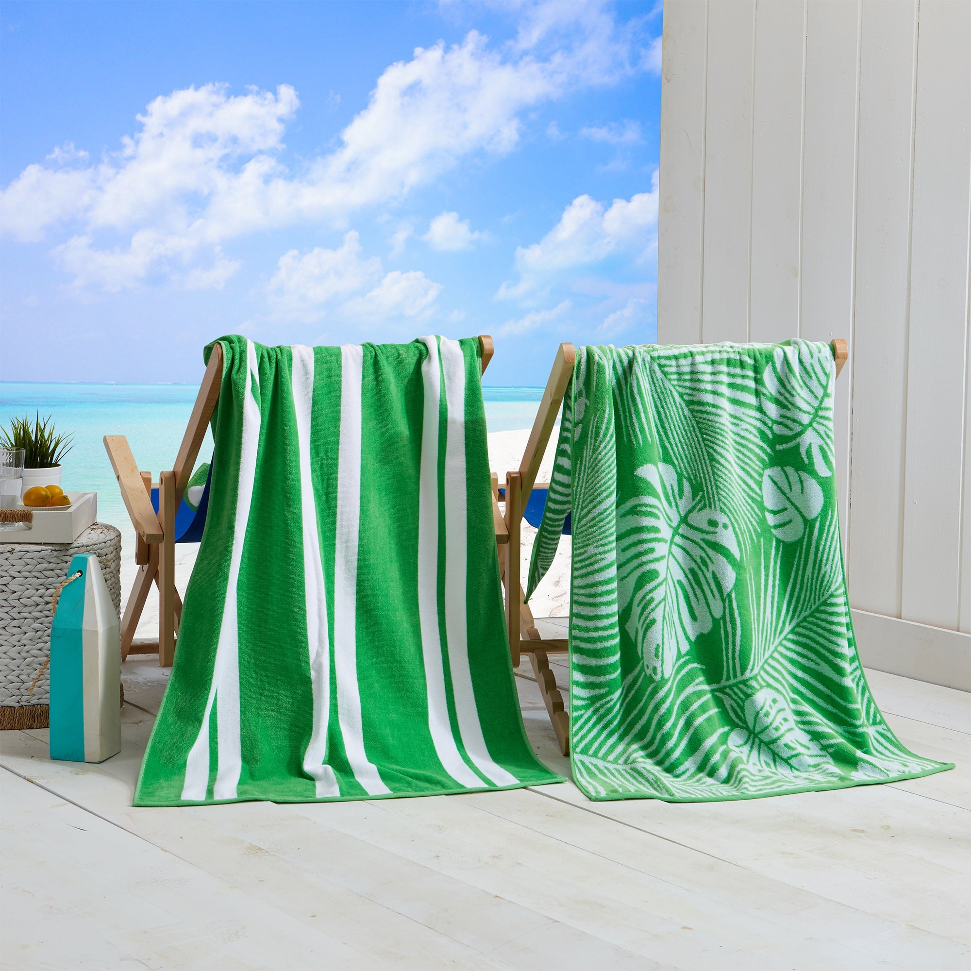 Cotton Velour Beach Towel - Maui Collection - The Peony Haus