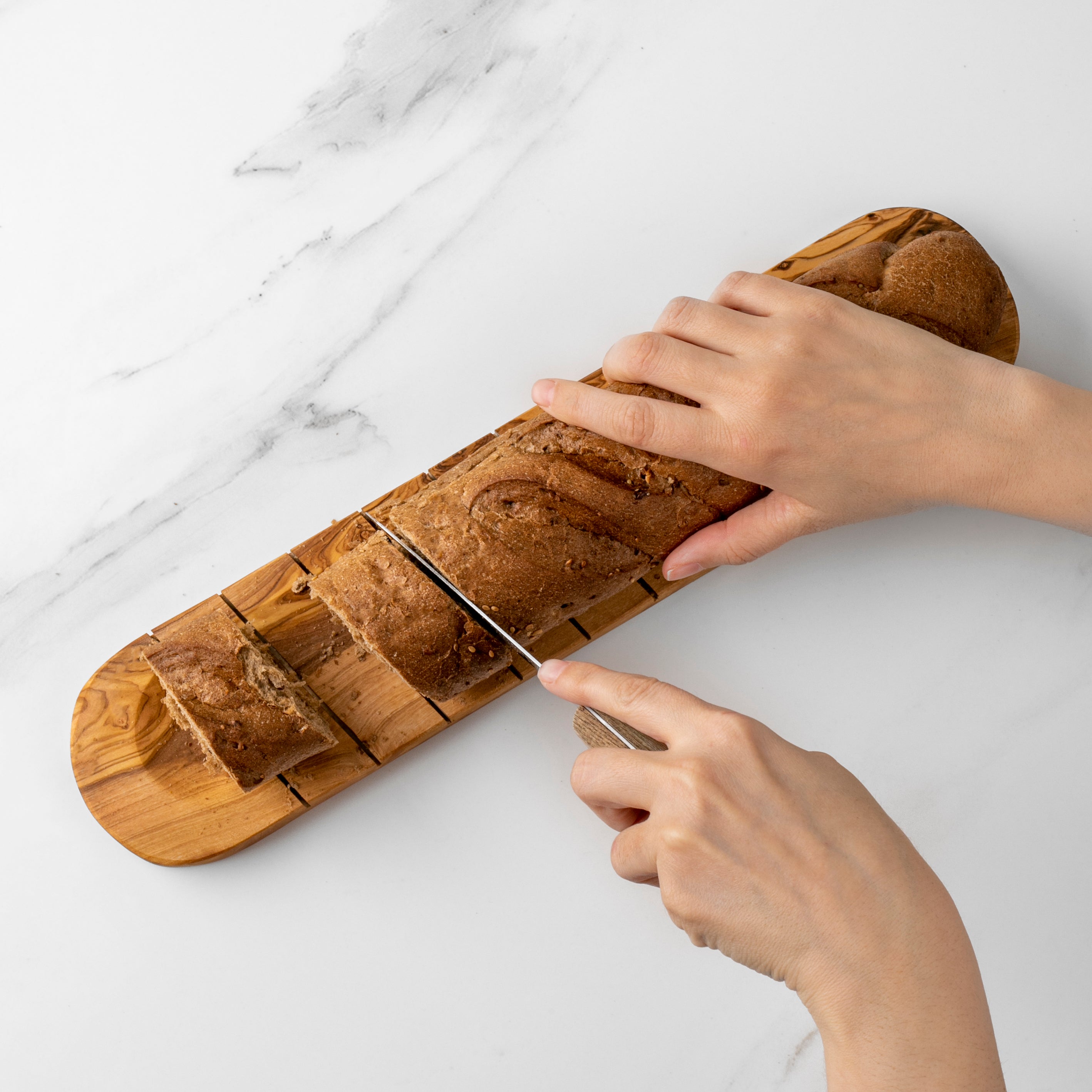 Handmade Olive Wood Bread Board | Rustic Slicing and Serving Platter - The Peony Haus