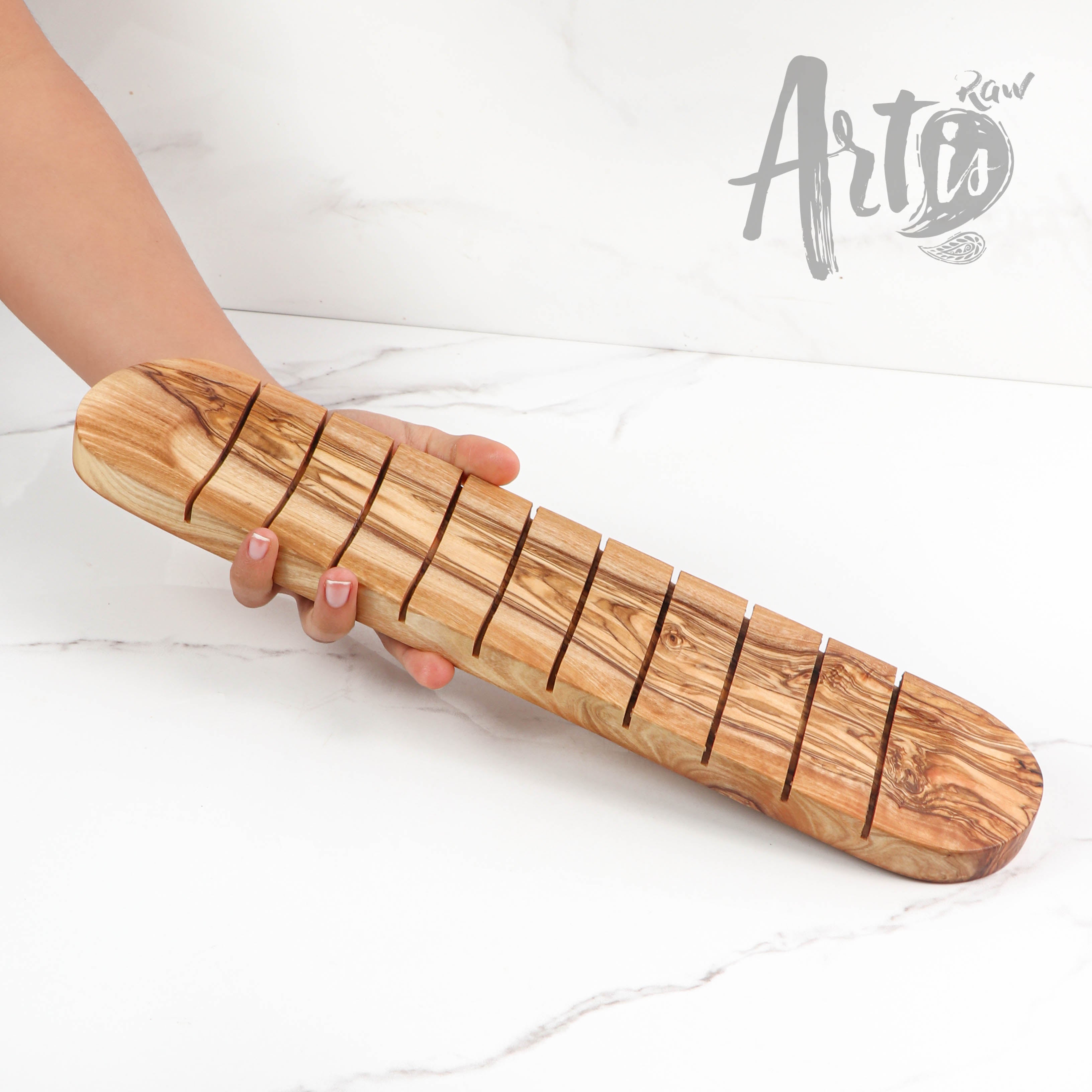 Handmade Olive Wood Bread Board | Rustic Slicing and Serving Platter - The Peony Haus