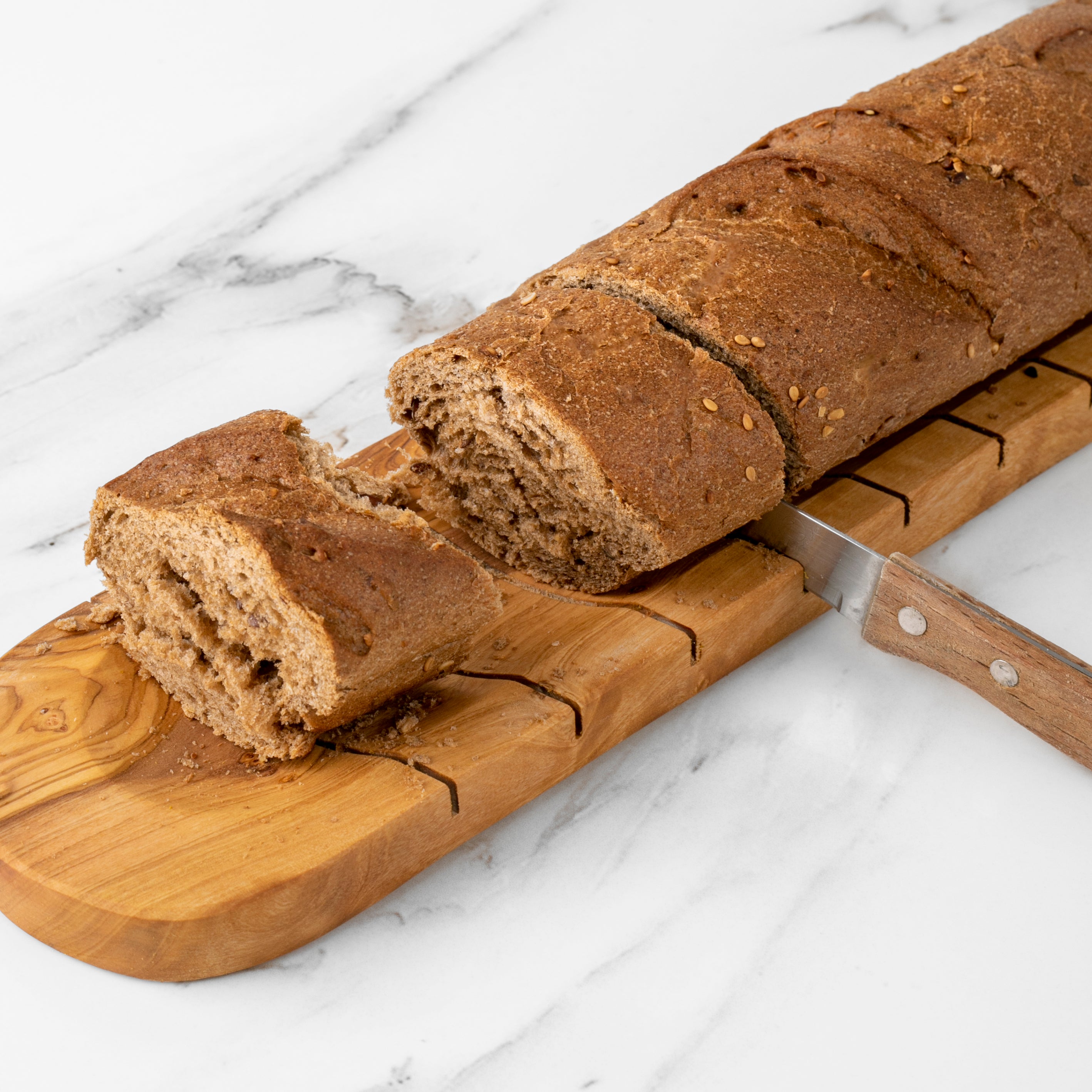 Handmade Olive Wood Bread Board | Rustic Slicing and Serving Platter - The Peony Haus