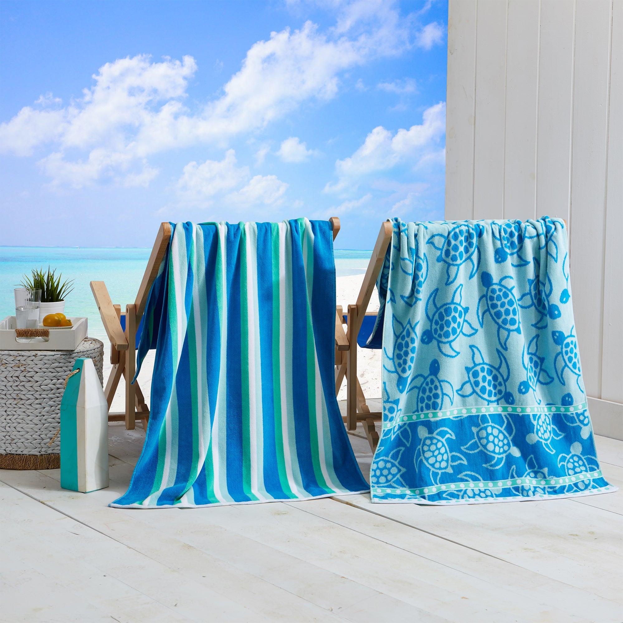 Cotton Velour Beach Towel - Maui Collection - The Peony Haus