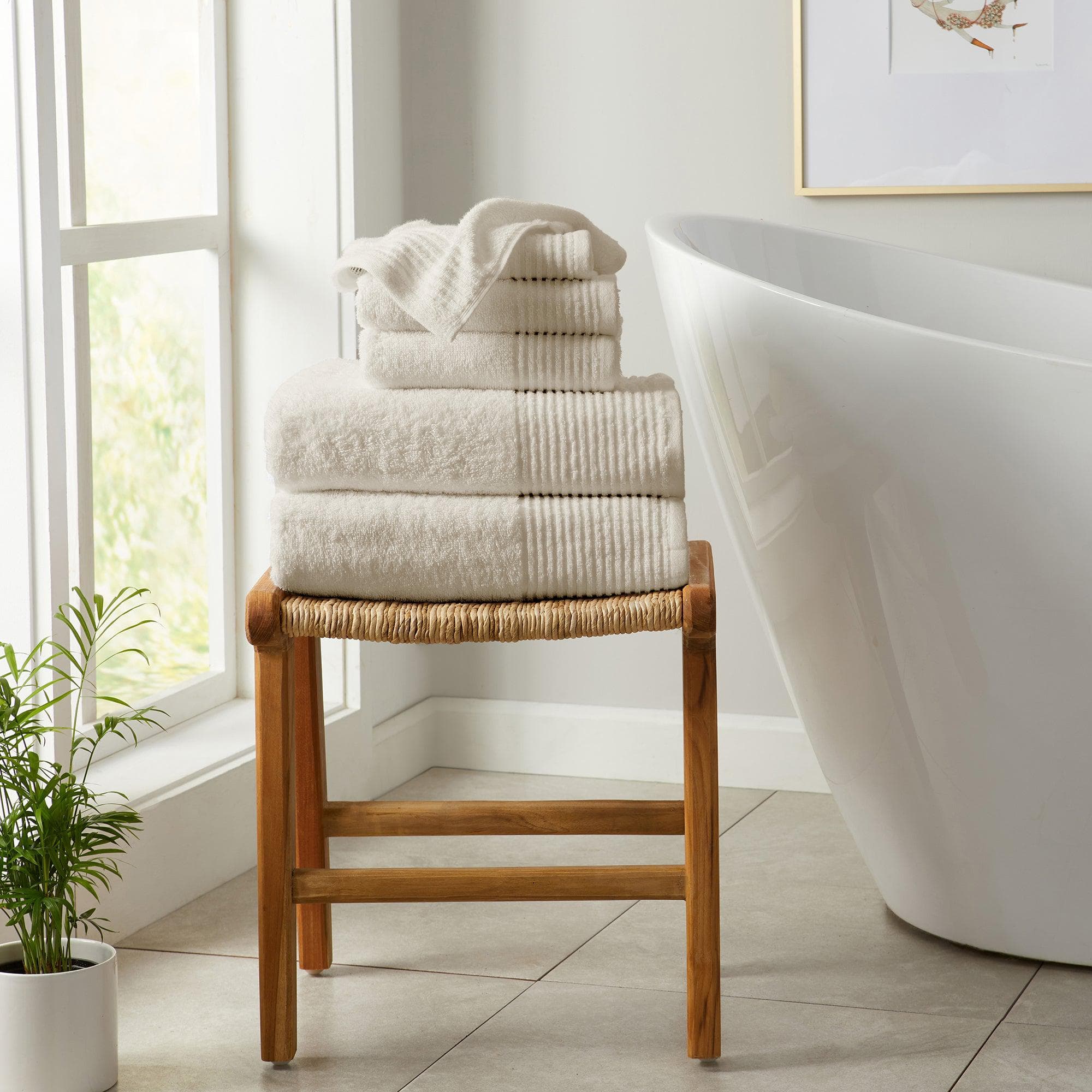 6 Piece Set Cotton Bath Towels - Kasper Collection - The Peony Haus