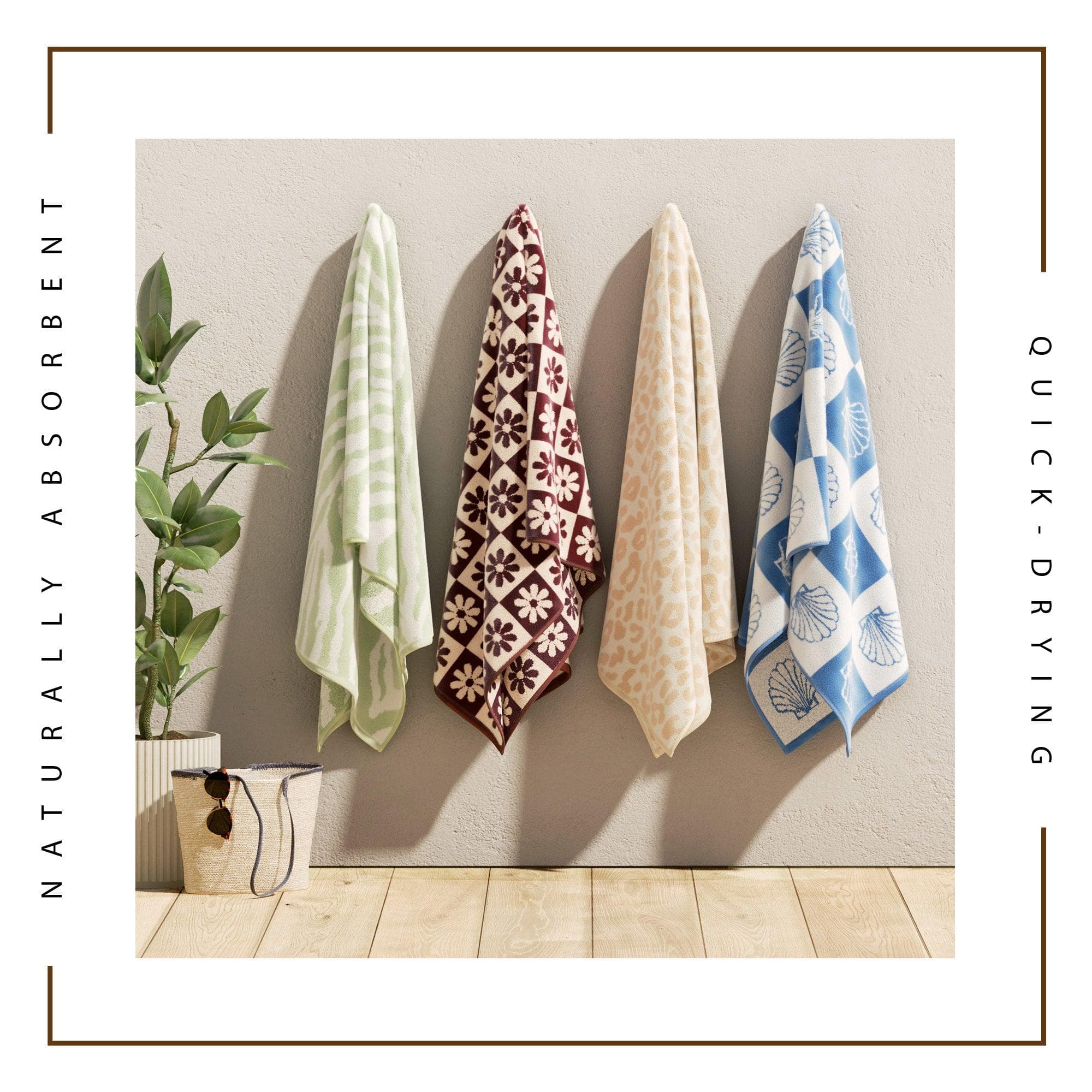Oversized Retro Printed Beach Towel - St. Barts Collection - The Peony Haus