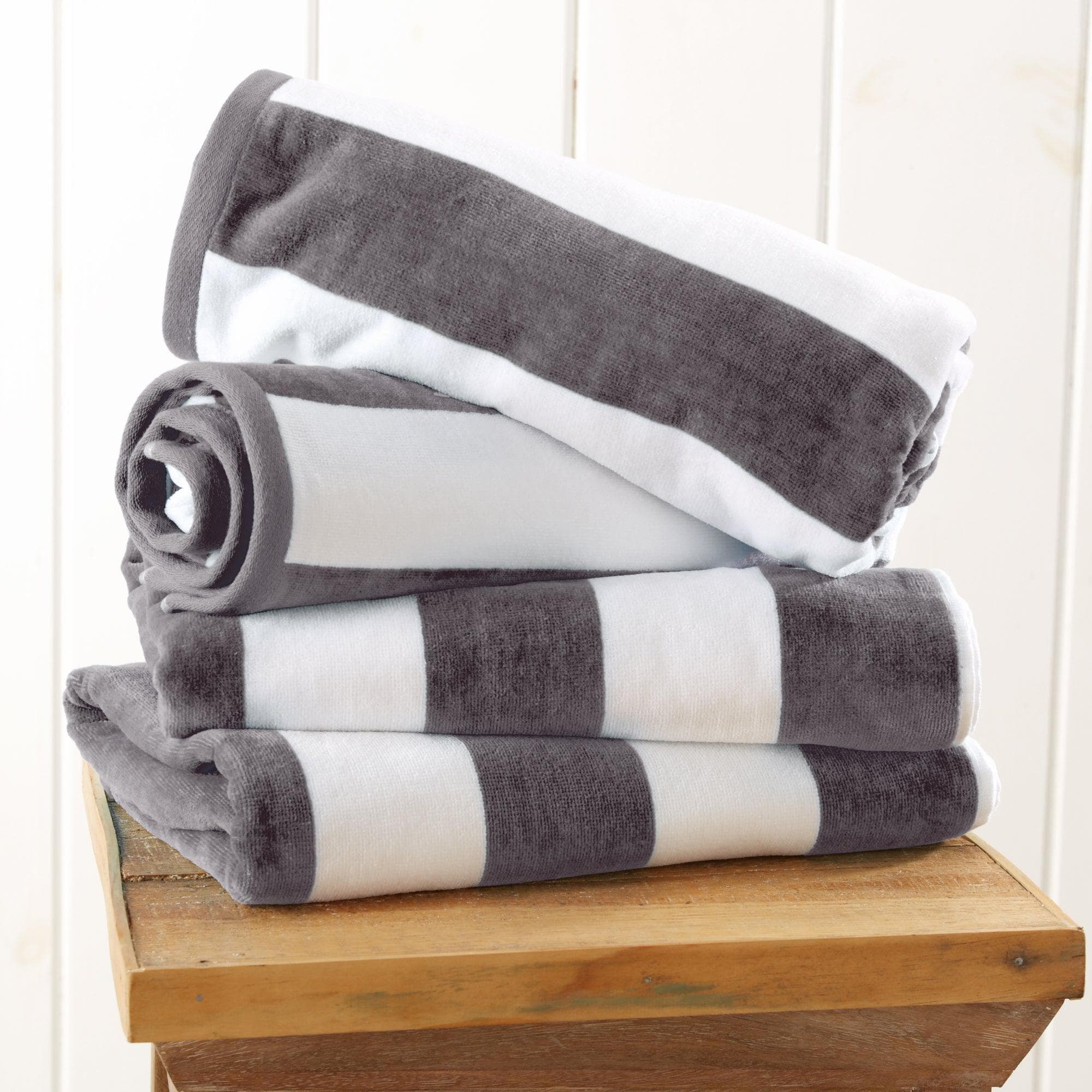 Cotton Velour Cabana Stripe Beach Towel - Novia Collection - The Peony Haus