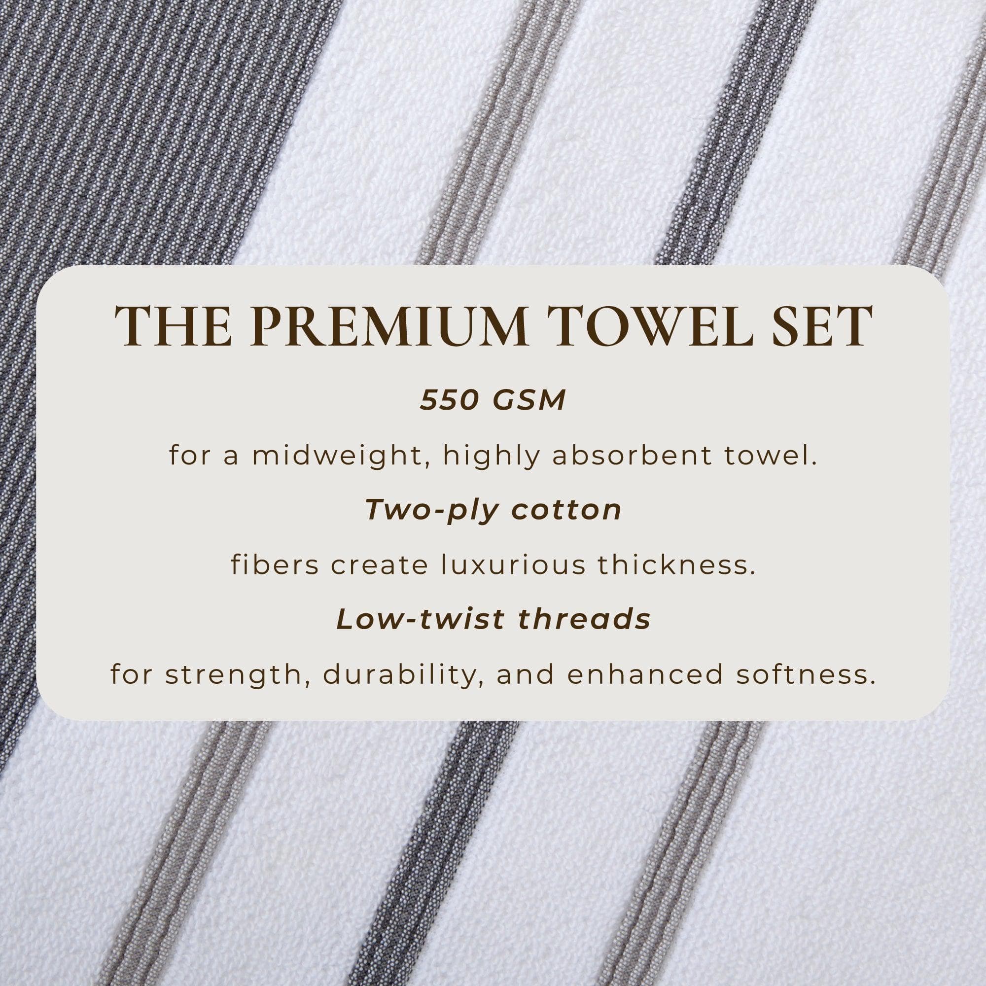 Decorative Cotton Stripe Bath Towel Set - Noelle Collection - The Peony Haus