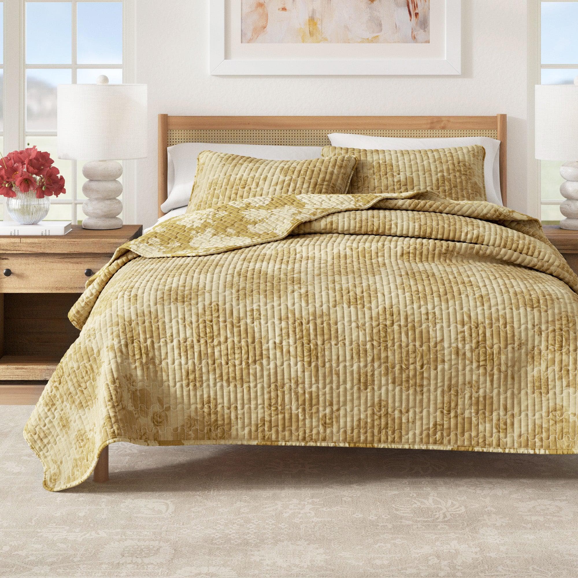 Floral Printed Cotton Quilt Set - Corin Collection - The Peony Haus