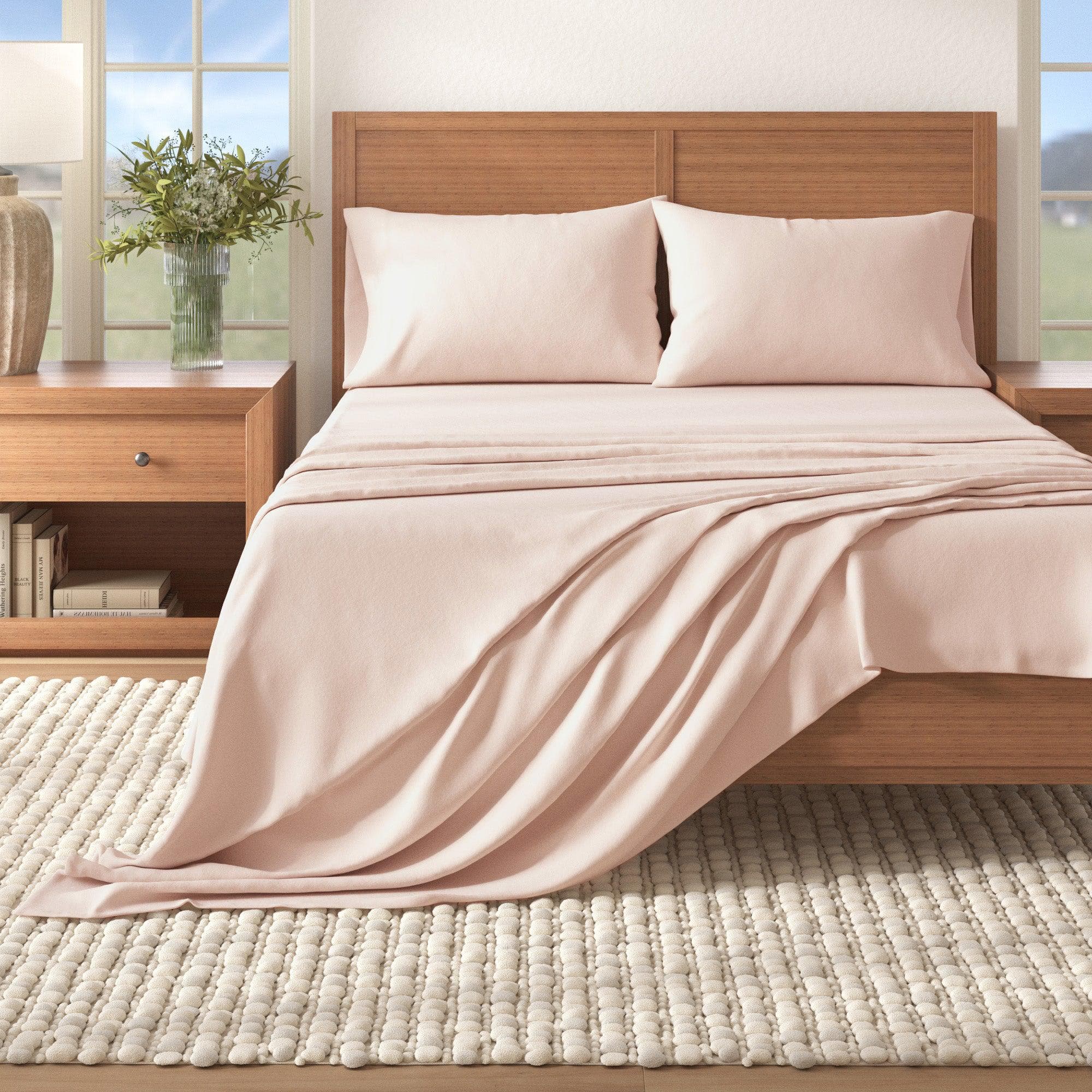 4-Piece Cotton Solid Flannel Sheet - Nordic Collection - The Peony Haus