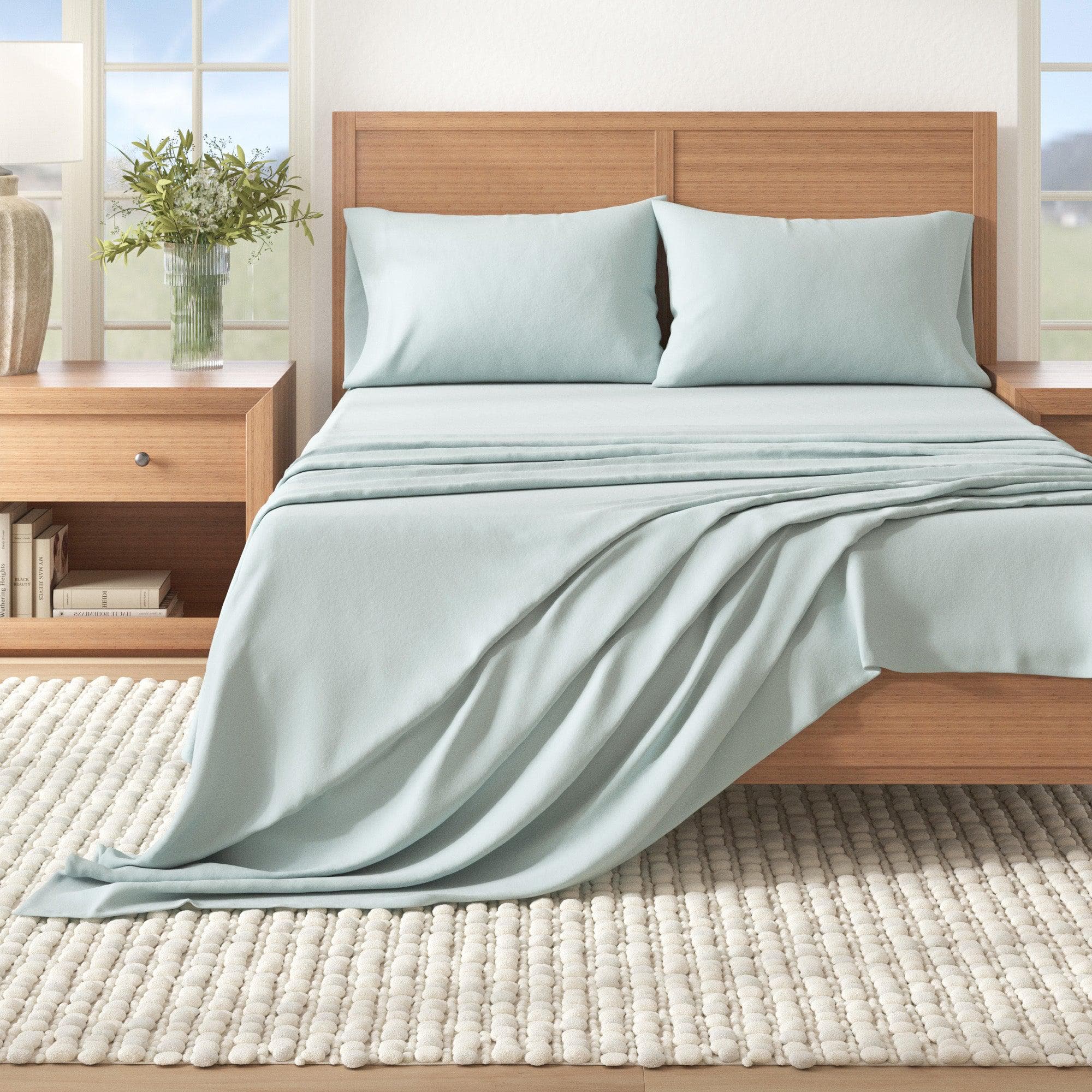 4-Piece Cotton Solid Flannel Sheet - Nordic Collection - The Peony Haus