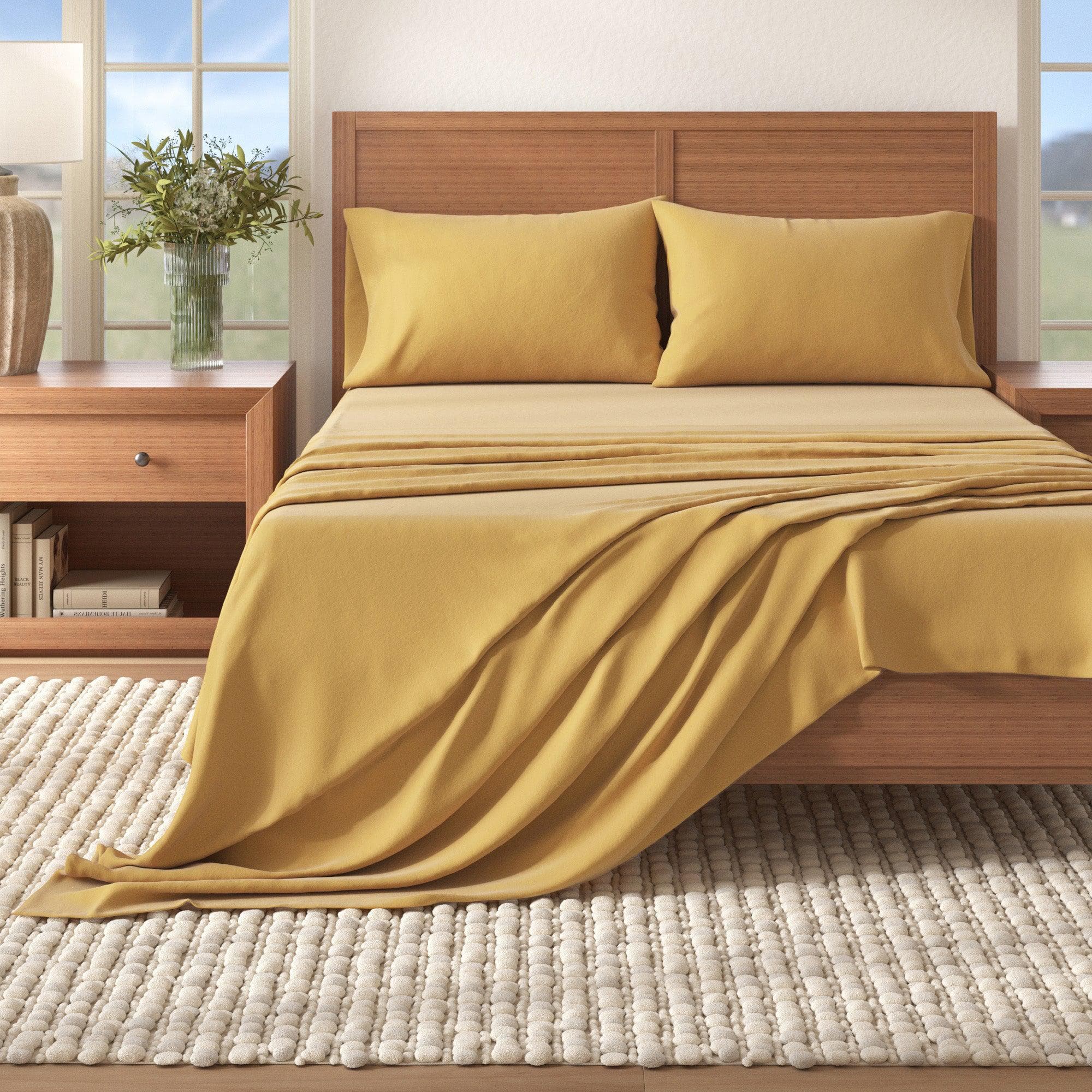 4-Piece Cotton Solid Flannel Sheet - Nordic Collection - The Peony Haus