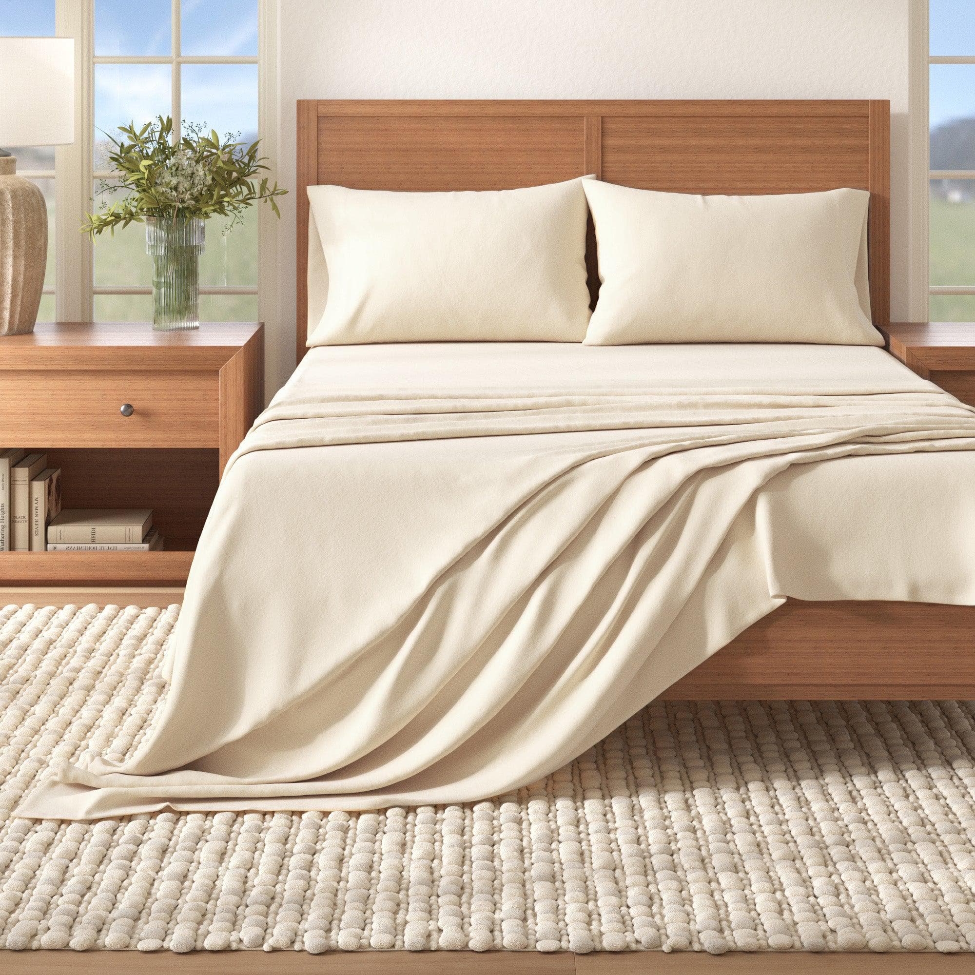 4-Piece Cotton Solid Flannel Sheet - Nordic Collection - The Peony Haus