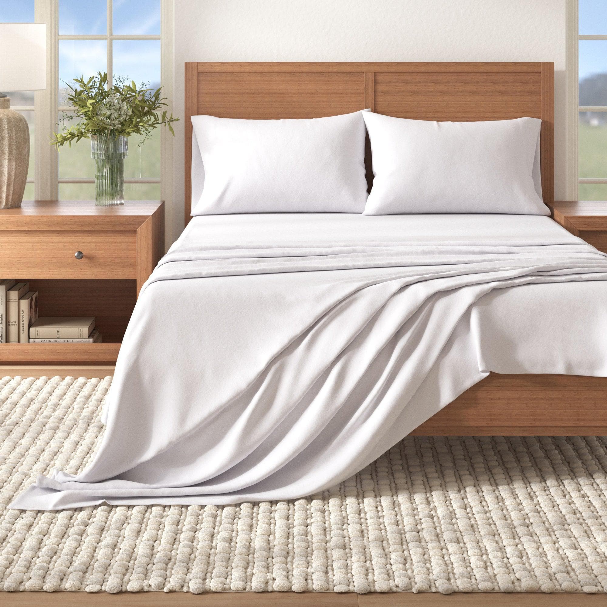 4-Piece Cotton Solid Flannel Sheet - Nordic Collection - The Peony Haus