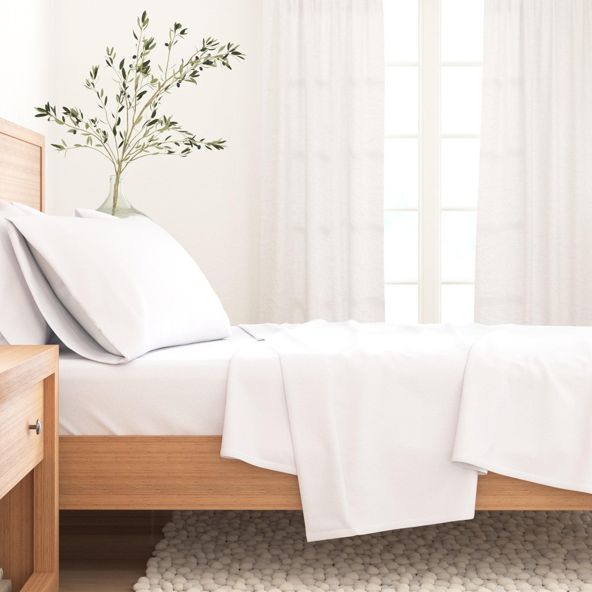 4-Piece Cotton Solid Flannel Sheet - Nordic Collection - The Peony Haus