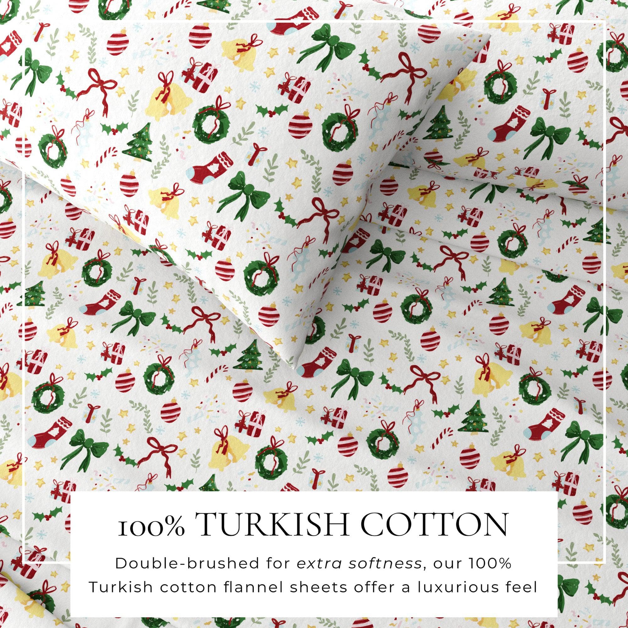 4-Piece Turkish Cotton Christmas Flannel Sheet - Whittaker Collection - The Peony Haus