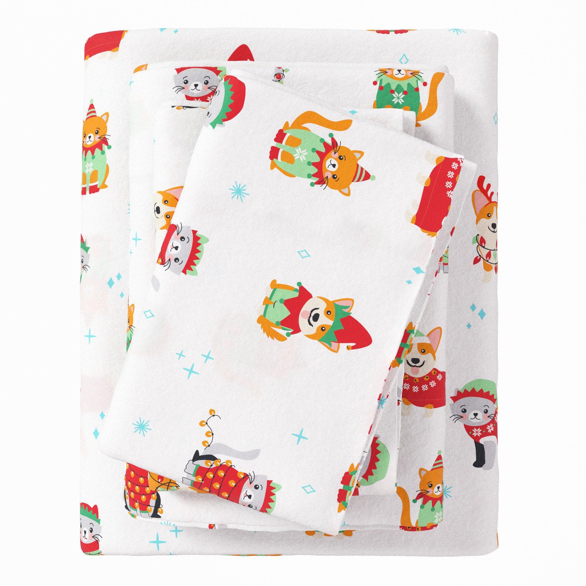 4-Piece Turkish Cotton Christmas Flannel Sheet - Whittaker Collection - The Peony Haus