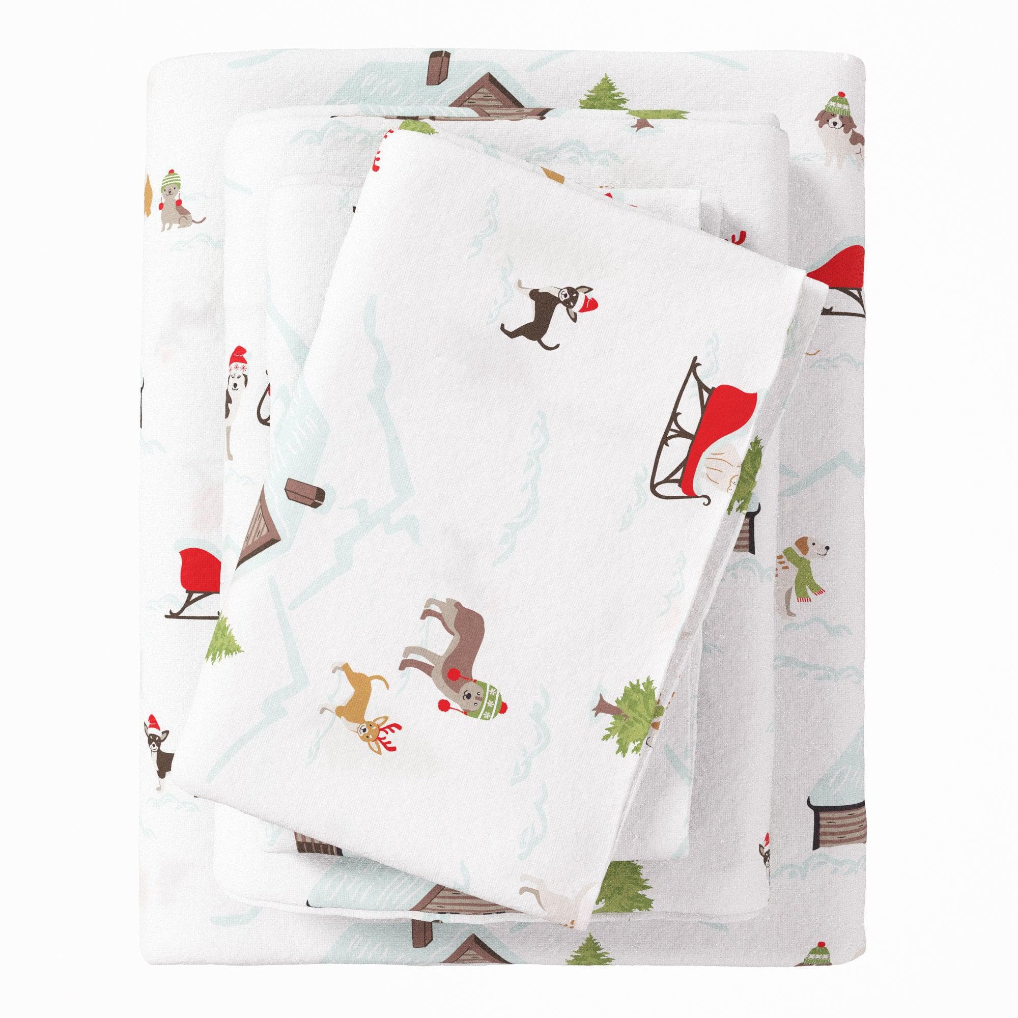 4-Piece Turkish Cotton Christmas Flannel Sheet - Whittaker Collection - The Peony Haus