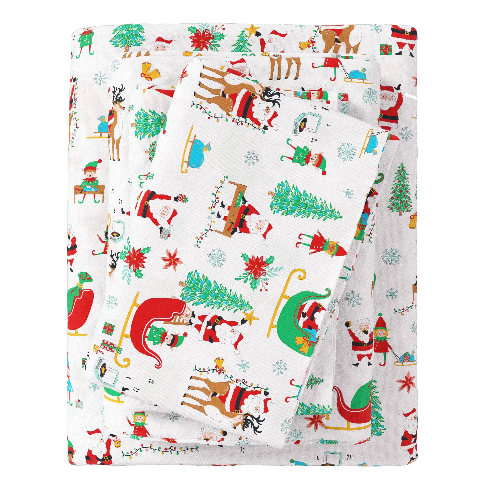 4-Piece Turkish Cotton Christmas Flannel Sheet - Whittaker Collection - The Peony Haus