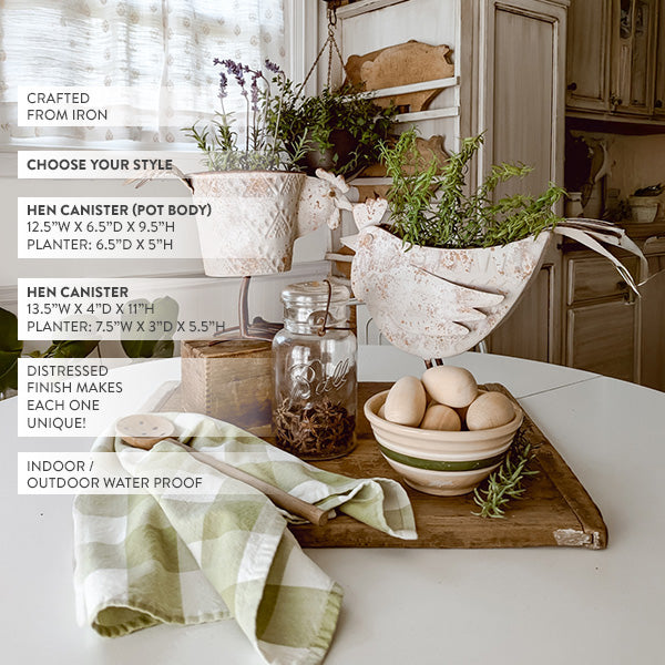 Indoor/Outdoor Distressed Hen Planter, Choose Your Style - The Peony Haus