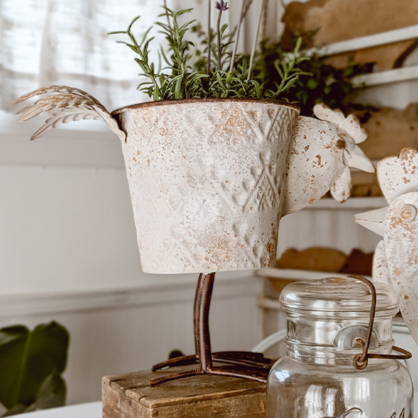 Indoor/Outdoor Distressed Hen Planter, Choose Your Style - The Peony Haus