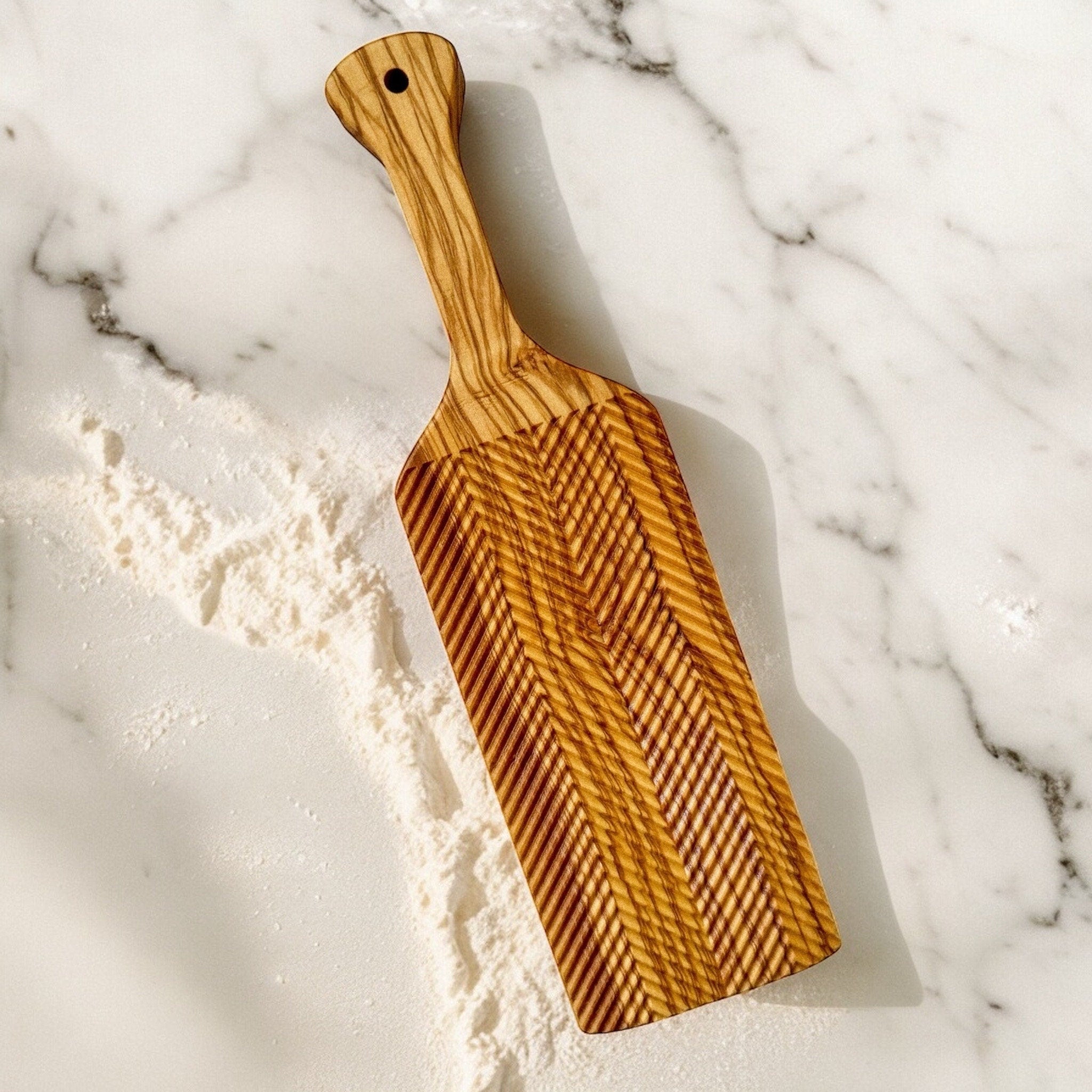 Olive Wood Gnocchi Board – Deep Grooves for Classic Texture - The Peony Haus