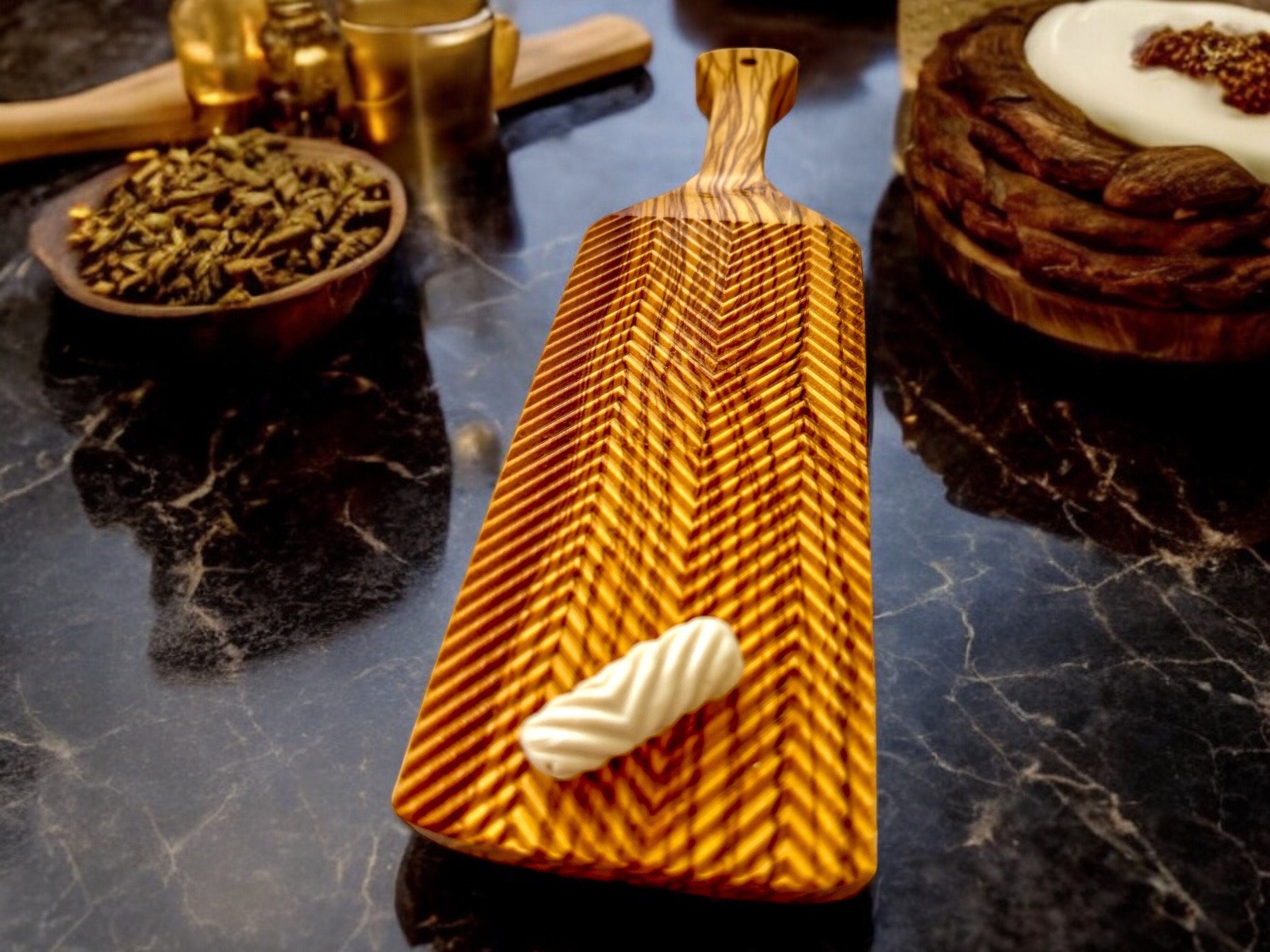 Olive Wood Gnocchi Board – Deep Grooves for Classic Texture - The Peony Haus