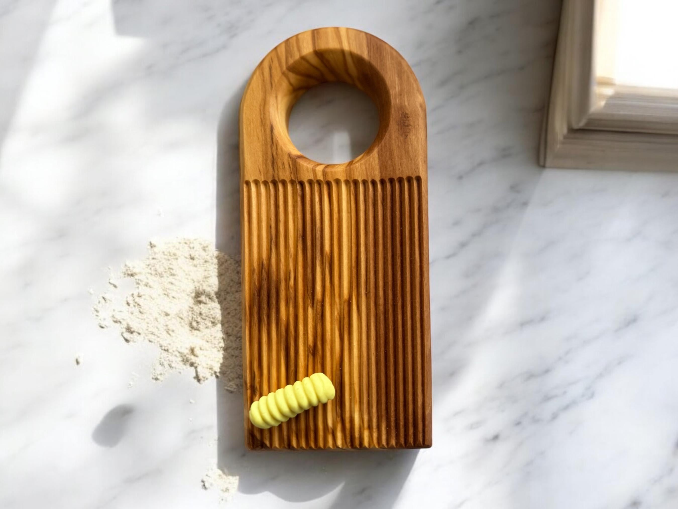 Olive Wood Gnocchi Board – Deep Grooves for Classic Texture - The Peony Haus