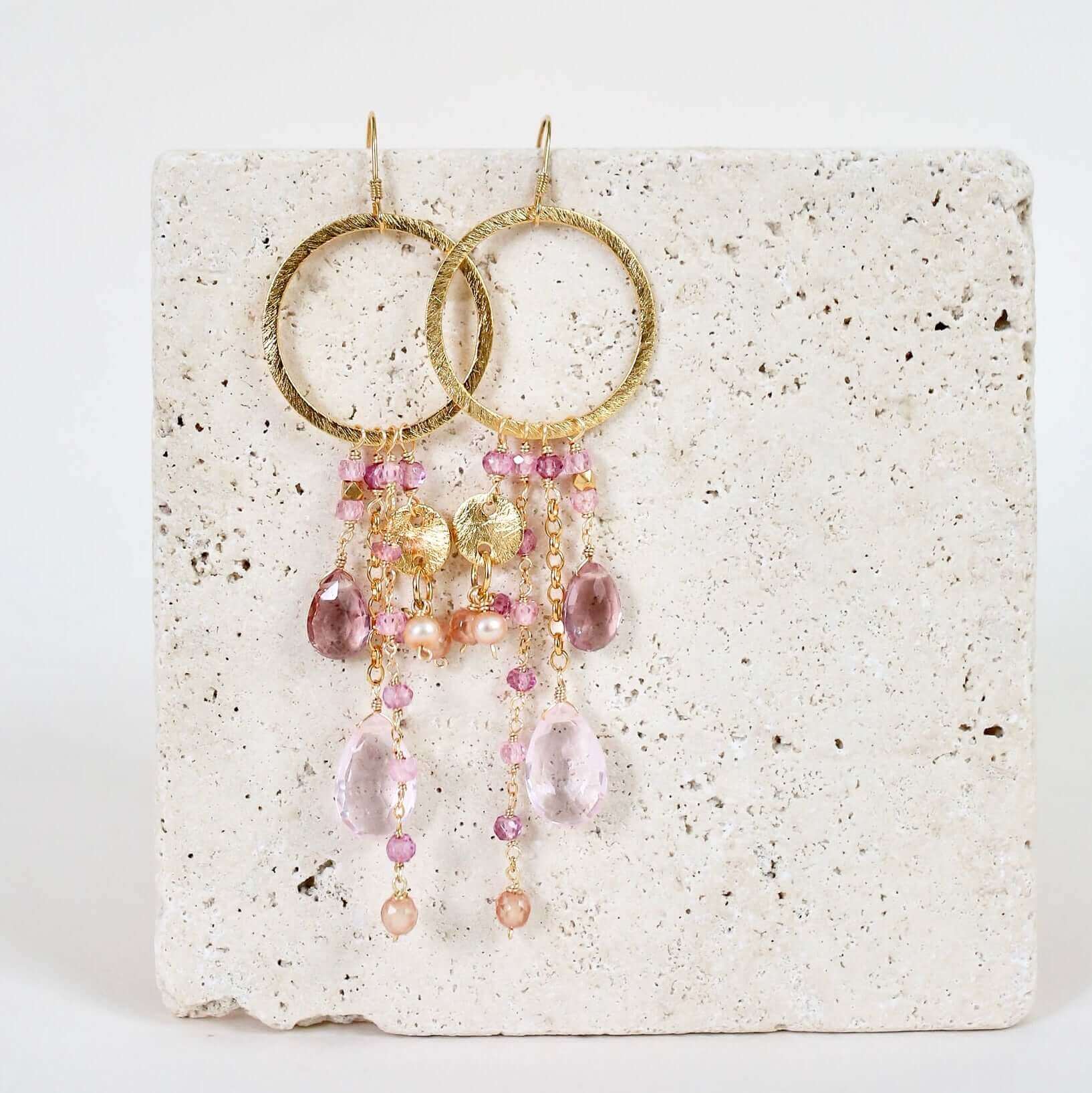 Rose Pink Gemstones Ammil Earrings