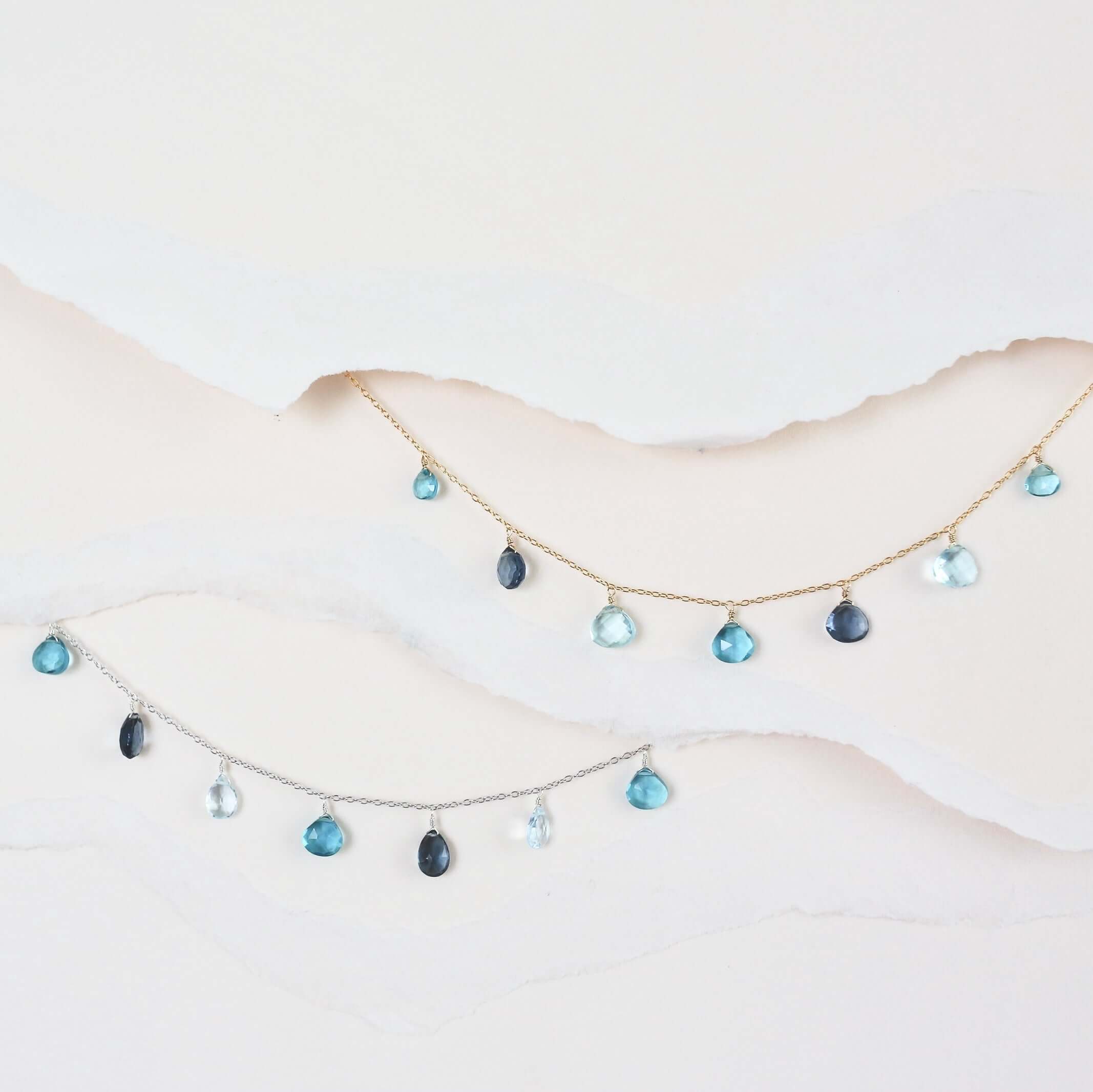 Blue Gemstone Gold Sparkler Necklace