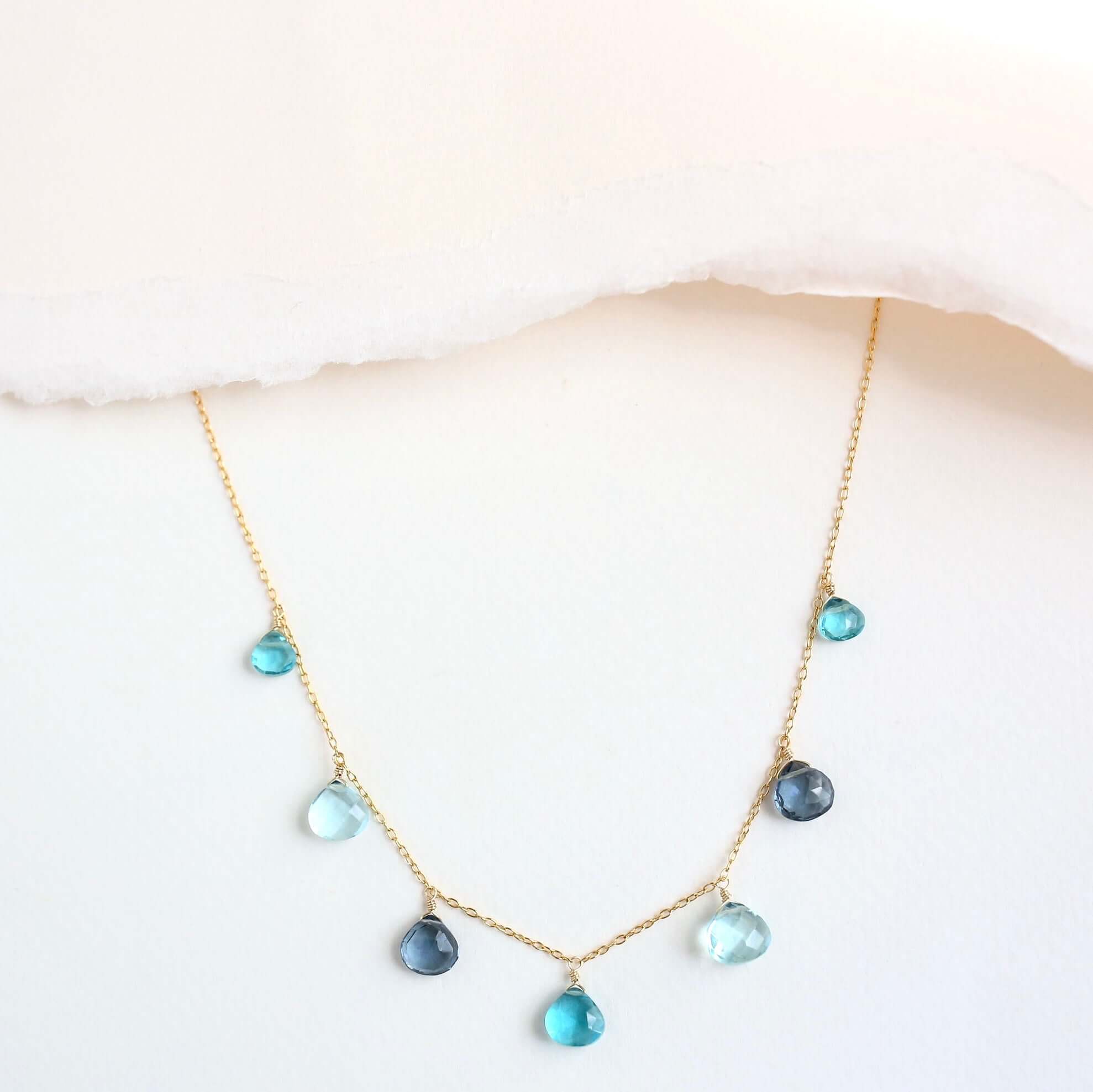 Blue Gemstone Silver Sparkler Necklace