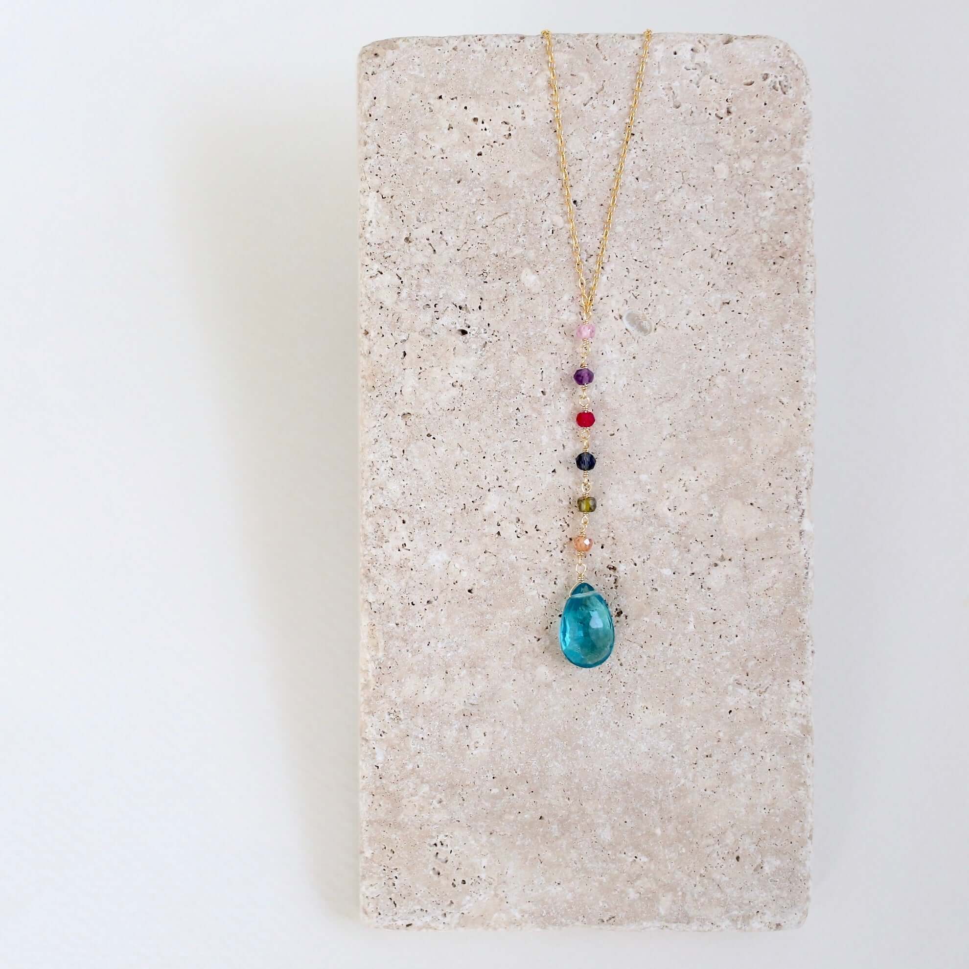 Neon Blue Quartz Yoga Pendant Necklace