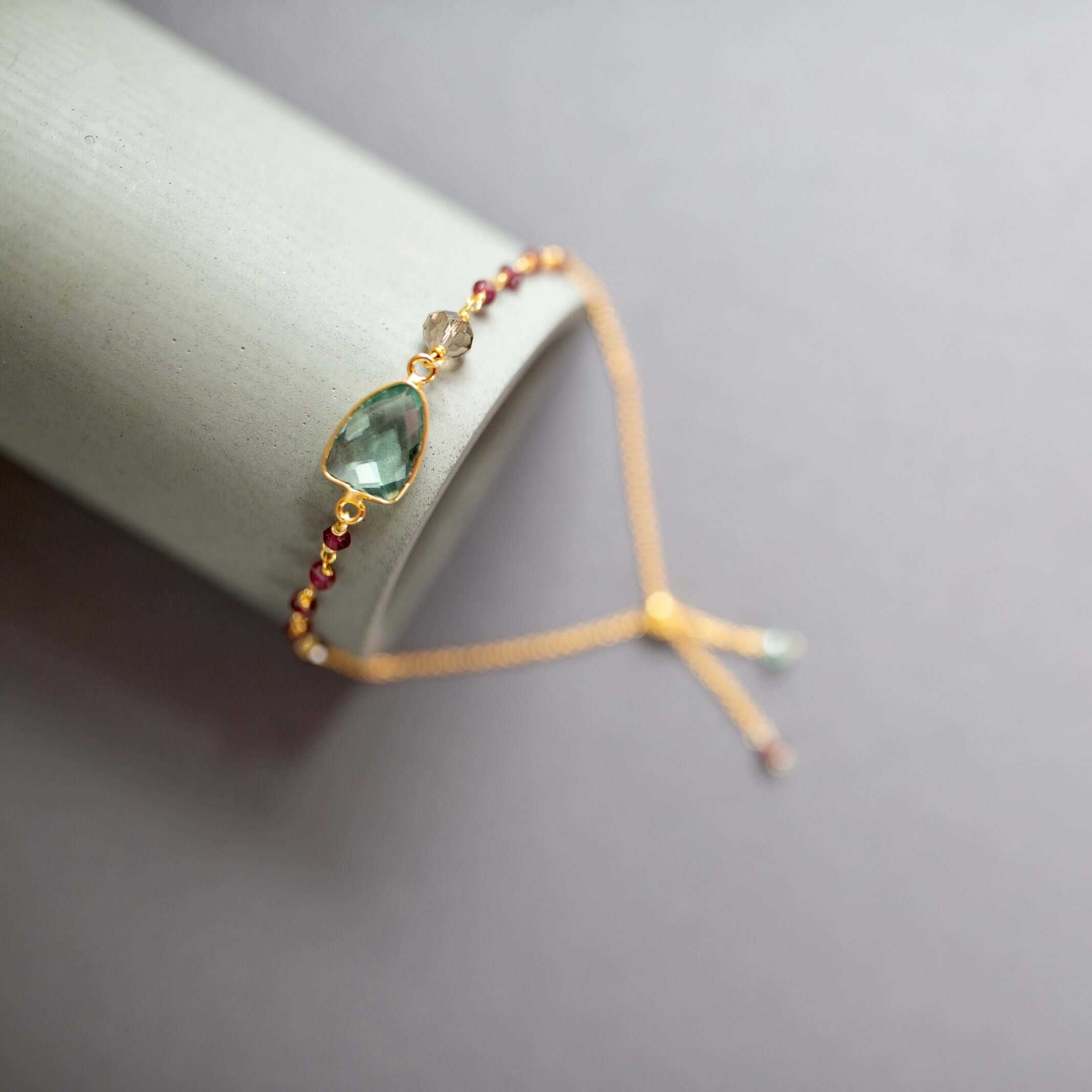 Bracelet Set: Green Amethyst and Red Jade
