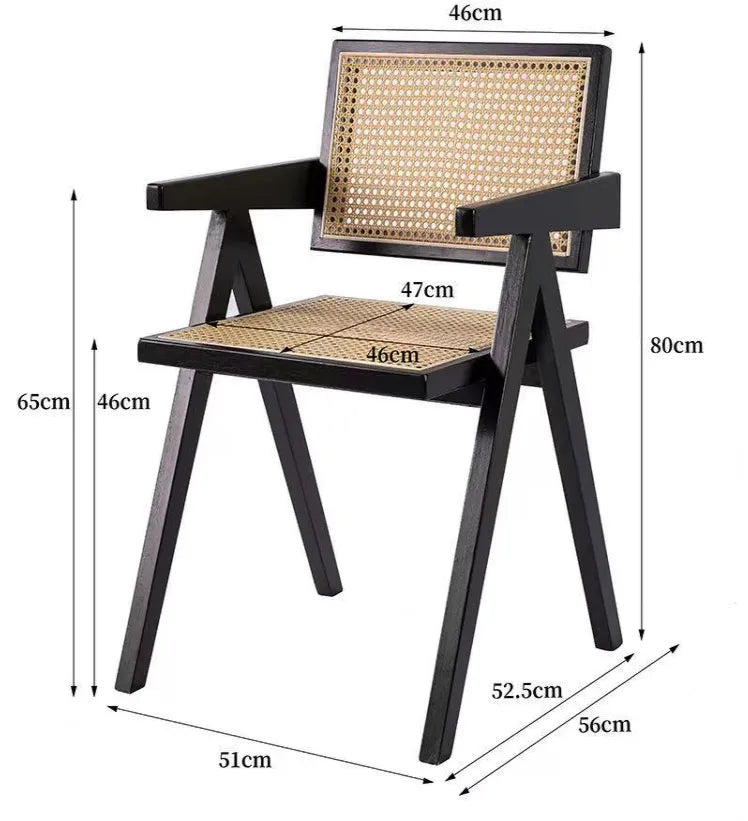 Nordic Solid Wood Rattan Chair - The Peony Haus