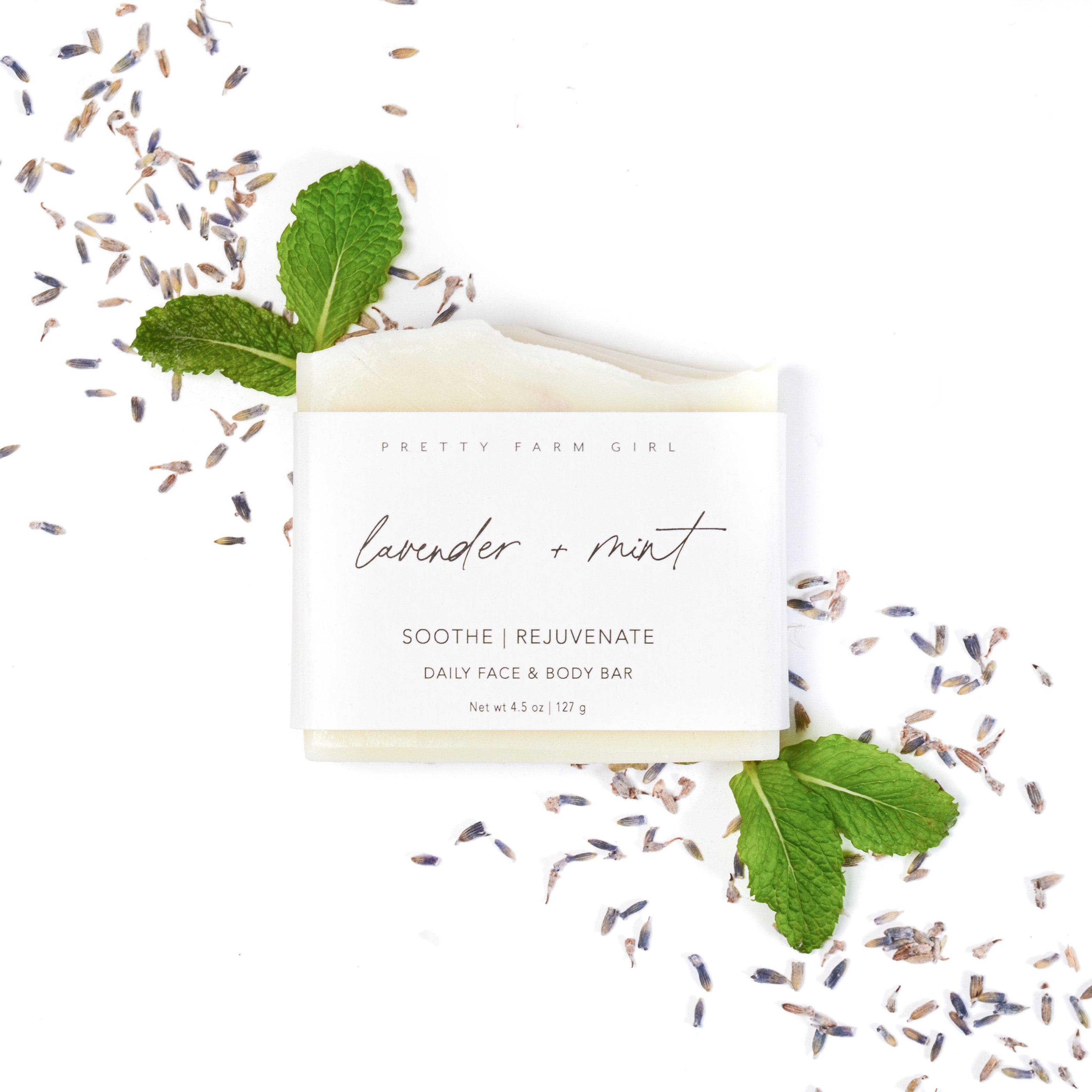 Lavender + Mint Handmade Tallow and Goat Milk Soap Bar - The Peony Haus