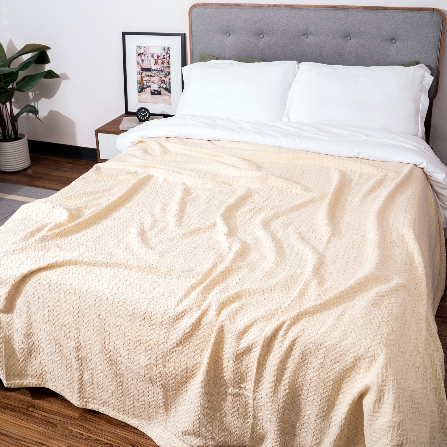 Herringbone Cotton Blanket - The Peony Haus