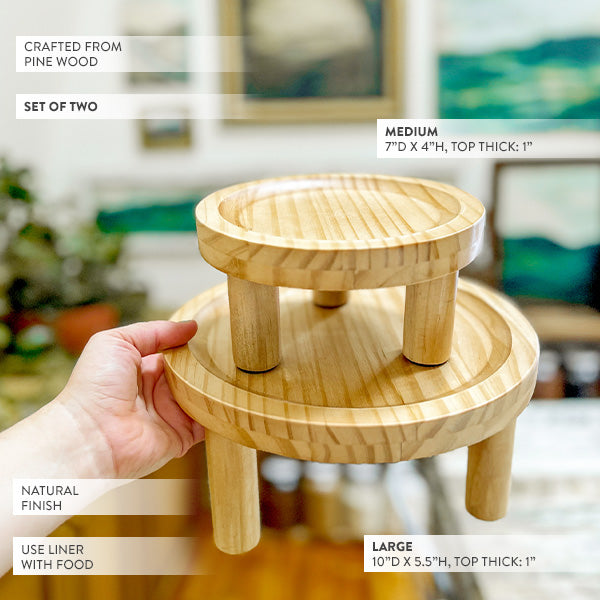 Pine Wood Risers, Set of Two - The Peony Haus