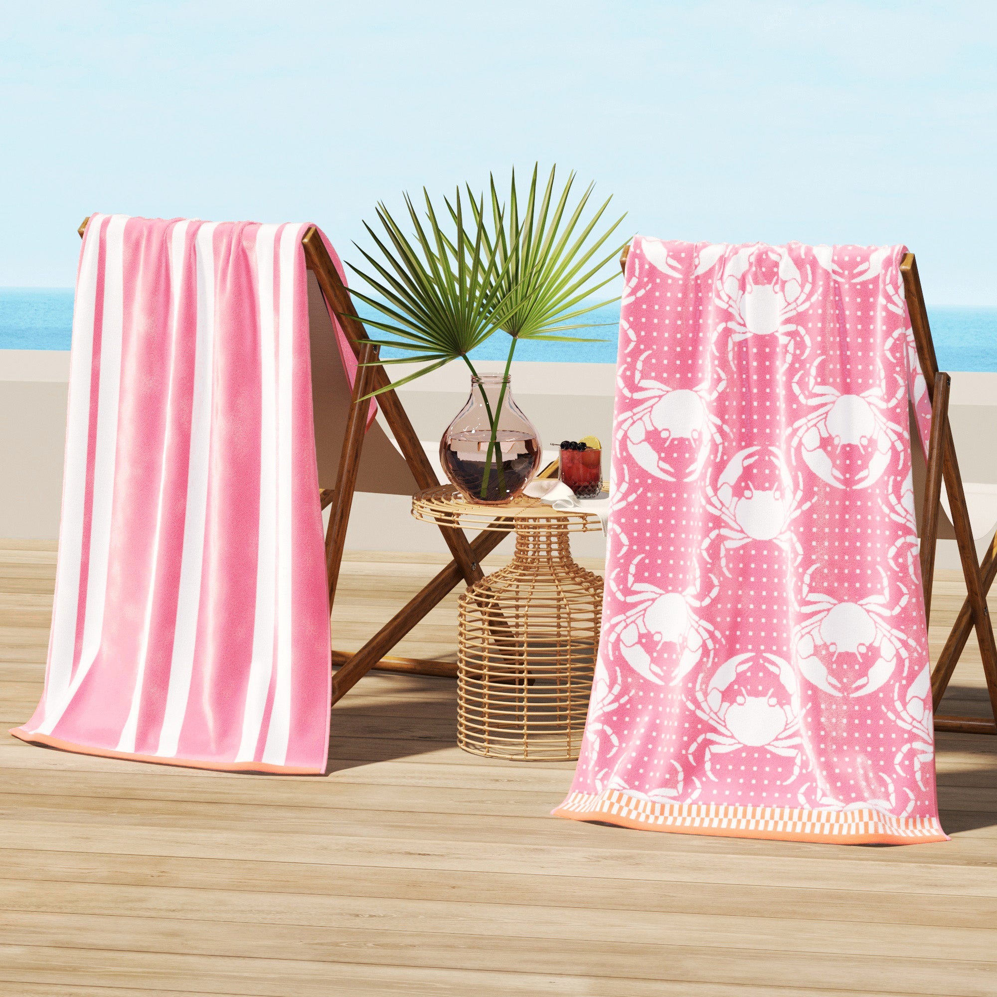 Cotton Velour Beach Towel - Maui Collection - The Peony Haus