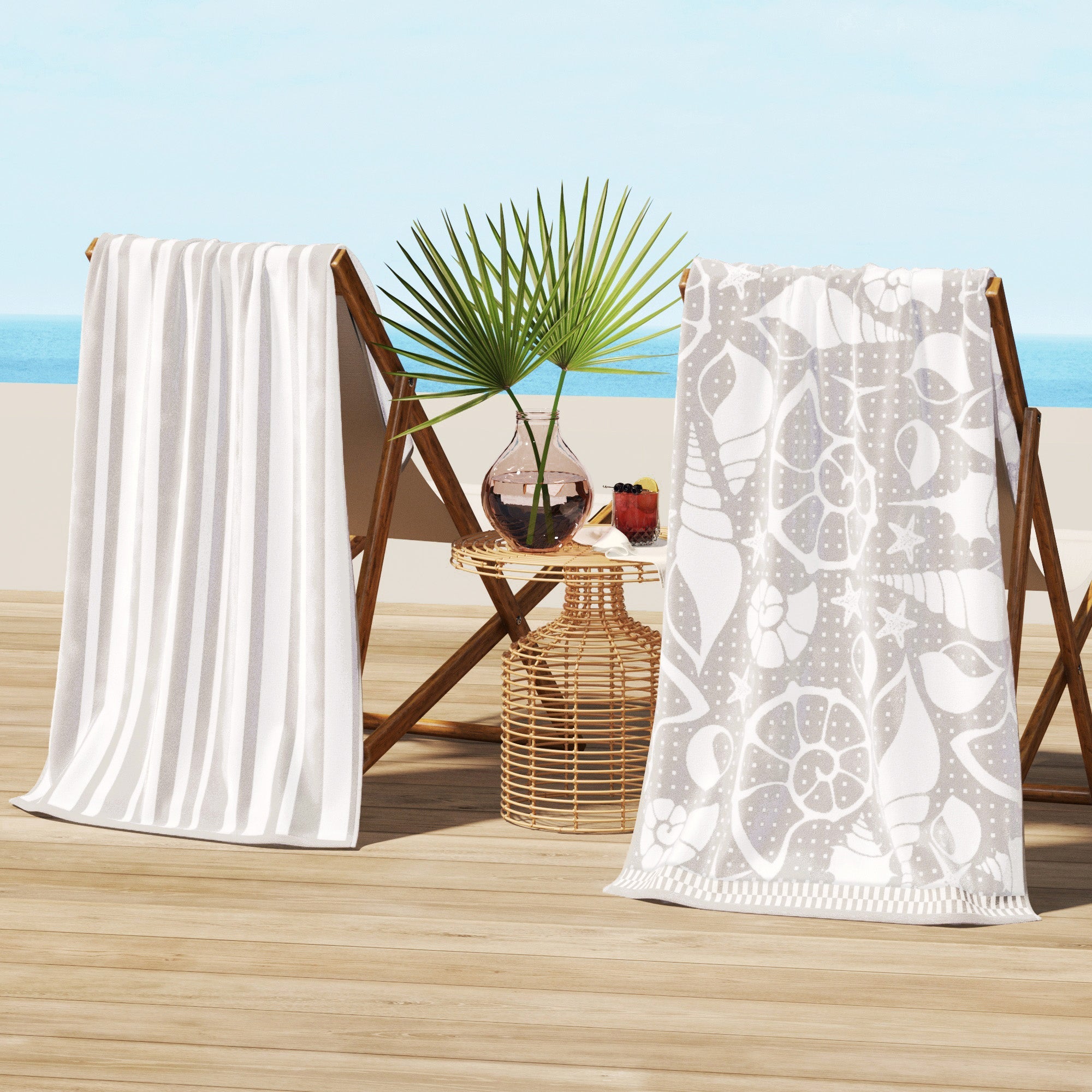 Cotton Velour Beach Towel - Maui Collection - The Peony Haus