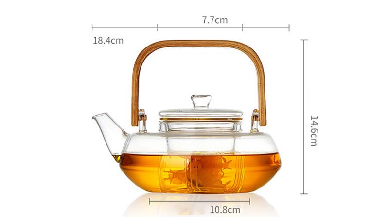 Bamboo & Borisil Glass Tea Kettle with Infuser - The Peony Haus
