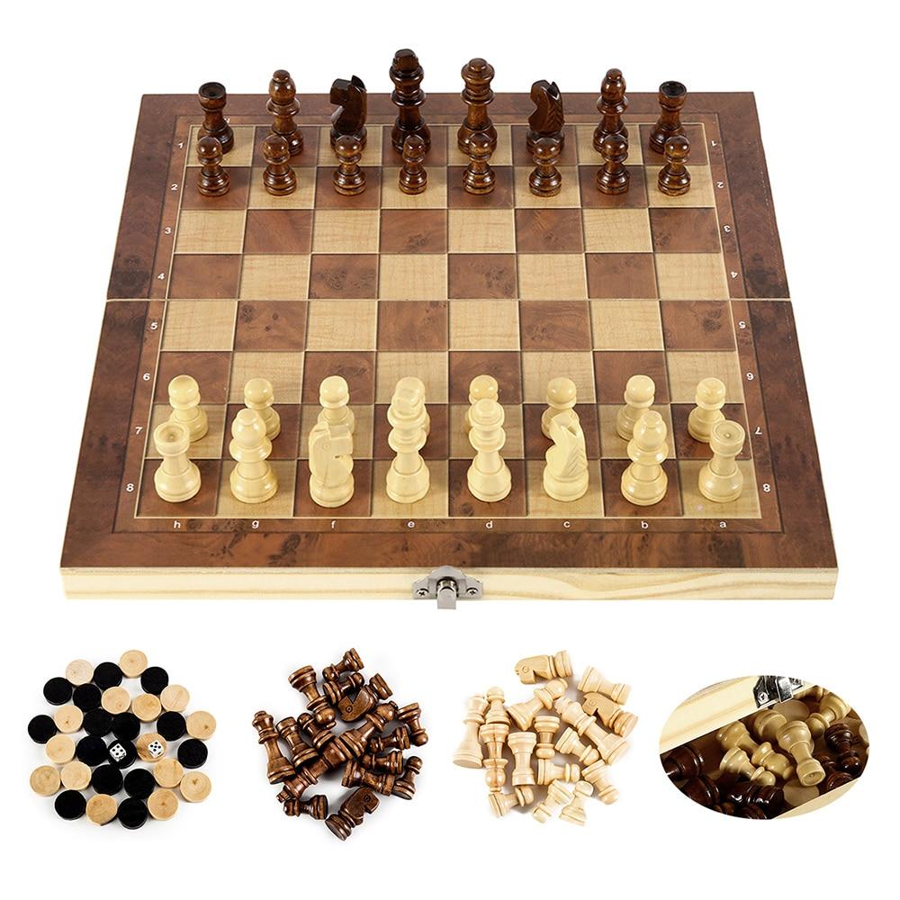 Foldable Wooden Chess Set Board Game - The Peony Haus