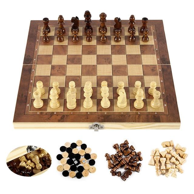 Foldable Wooden Chess Set Board Game - The Peony Haus