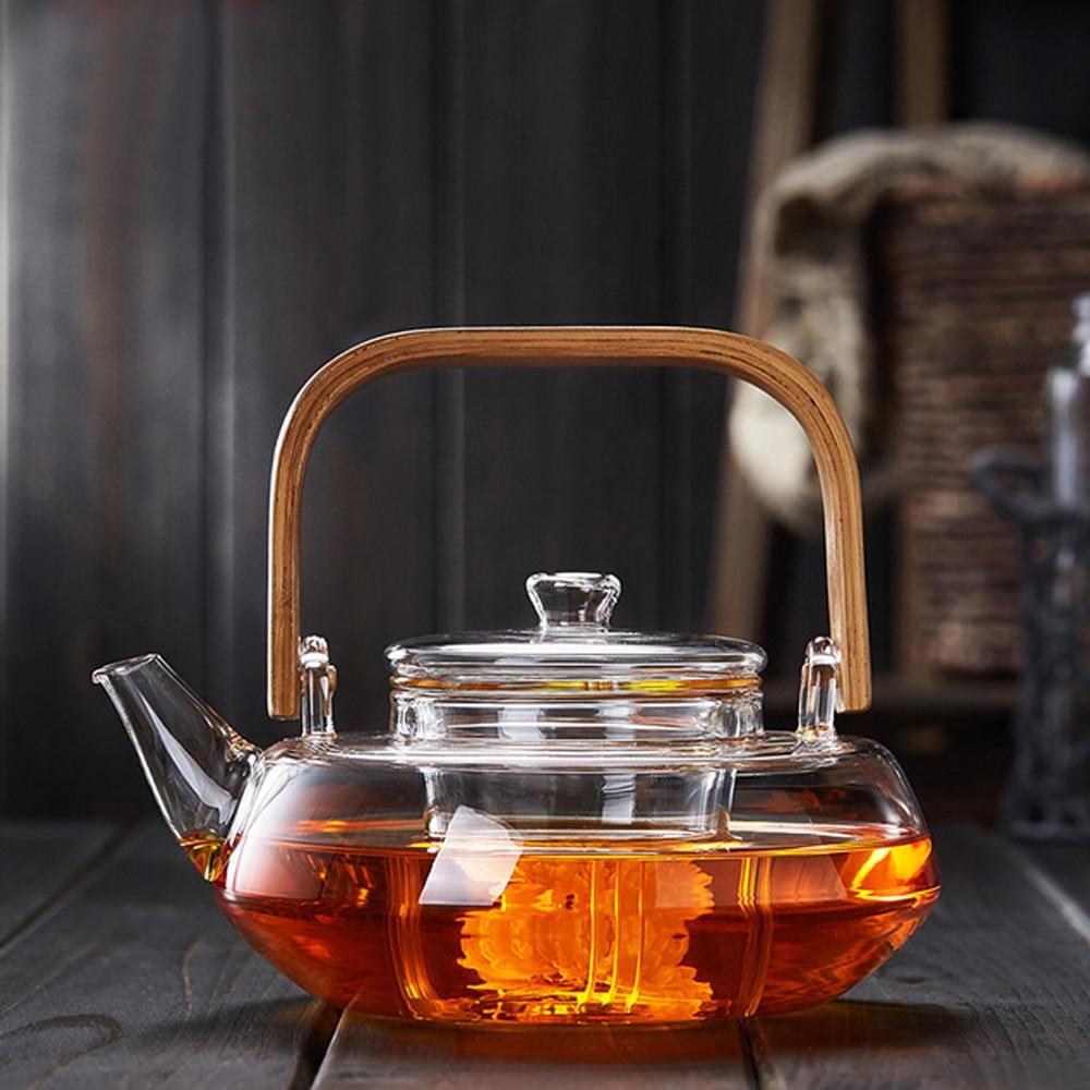 Bamboo & Borisil Glass Tea Kettle with Infuser - The Peony Haus