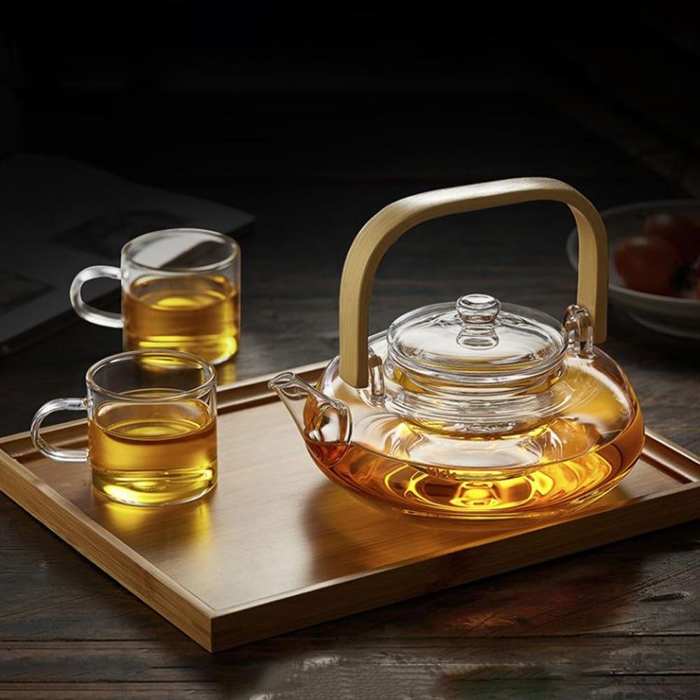 Bamboo & Borisil Glass Tea Kettle with Infuser - The Peony Haus