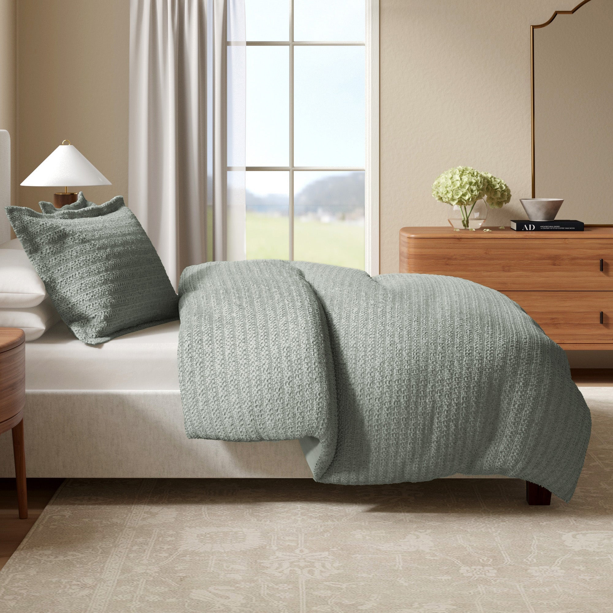 100% Cotton Waffle Weave Duvet Set - Mattea Collection - The Peony Haus