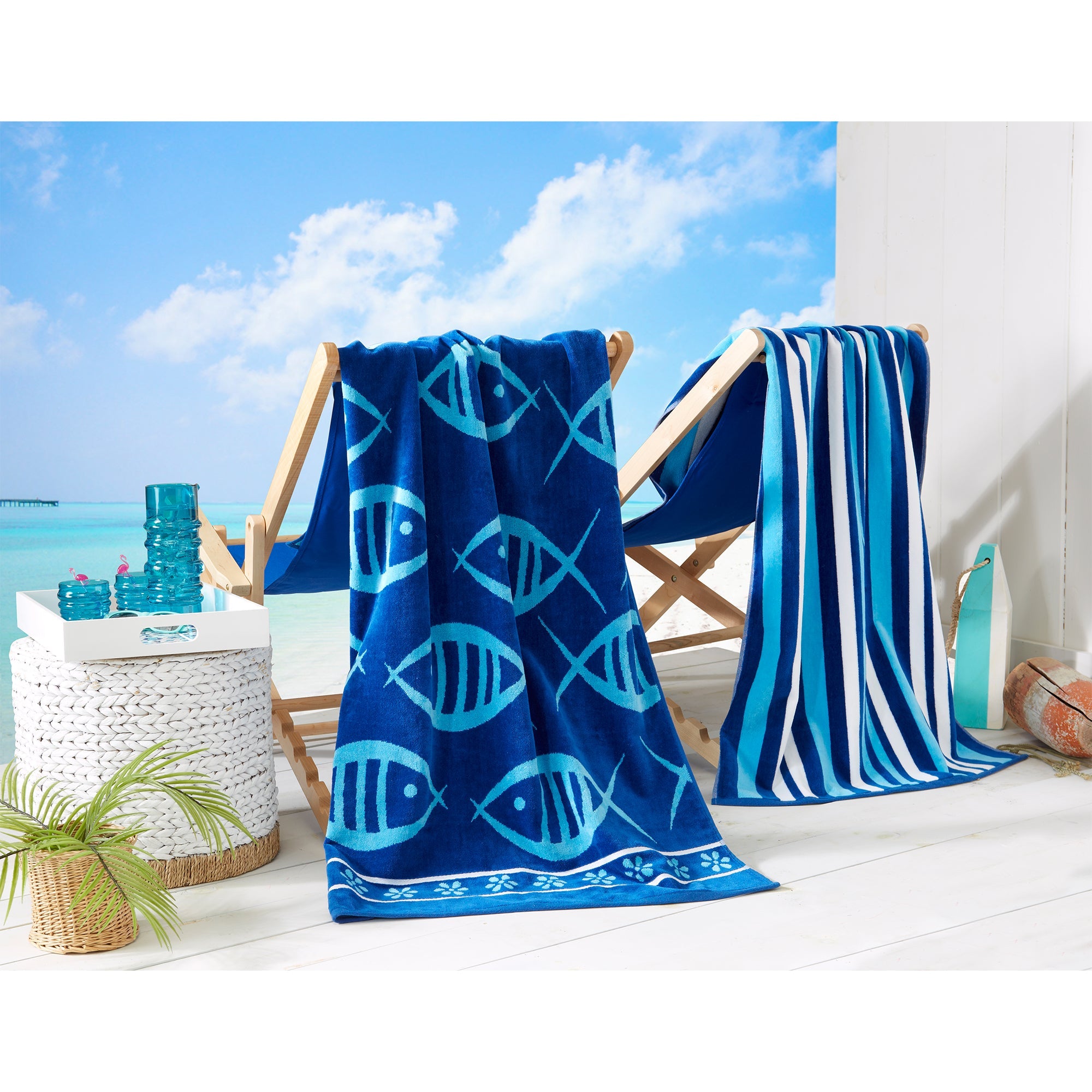 Cotton Velour Beach Towel - Maui Collection - The Peony Haus