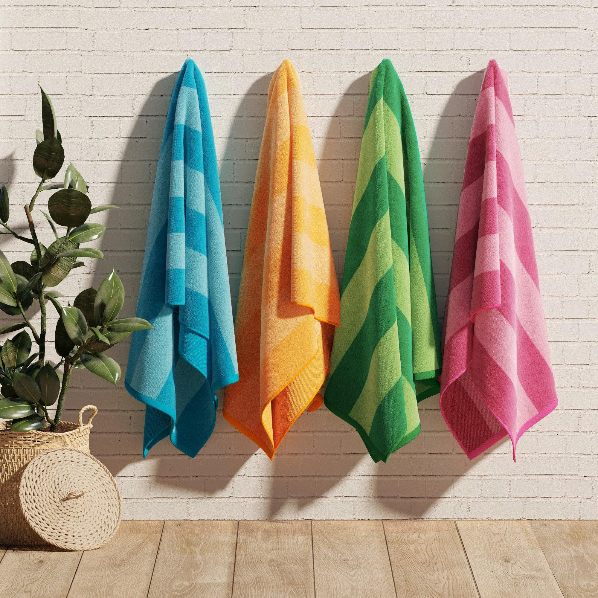 Cotton Velour Cabana Stripe Beach Towel - Novia Collection - The Peony Haus
