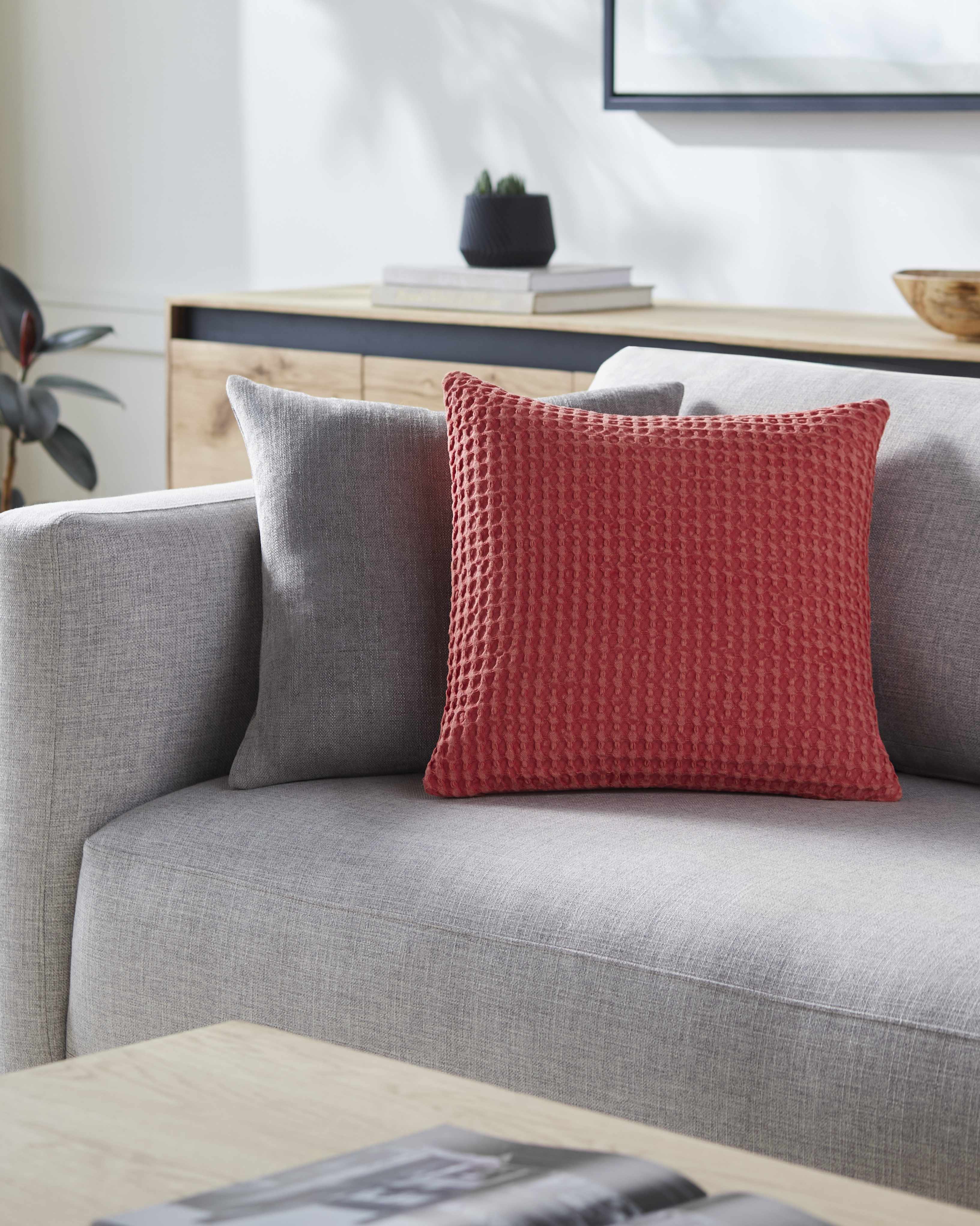 Solvang Textured Coral Cotton Square Throw Pillow - The Peony Haus