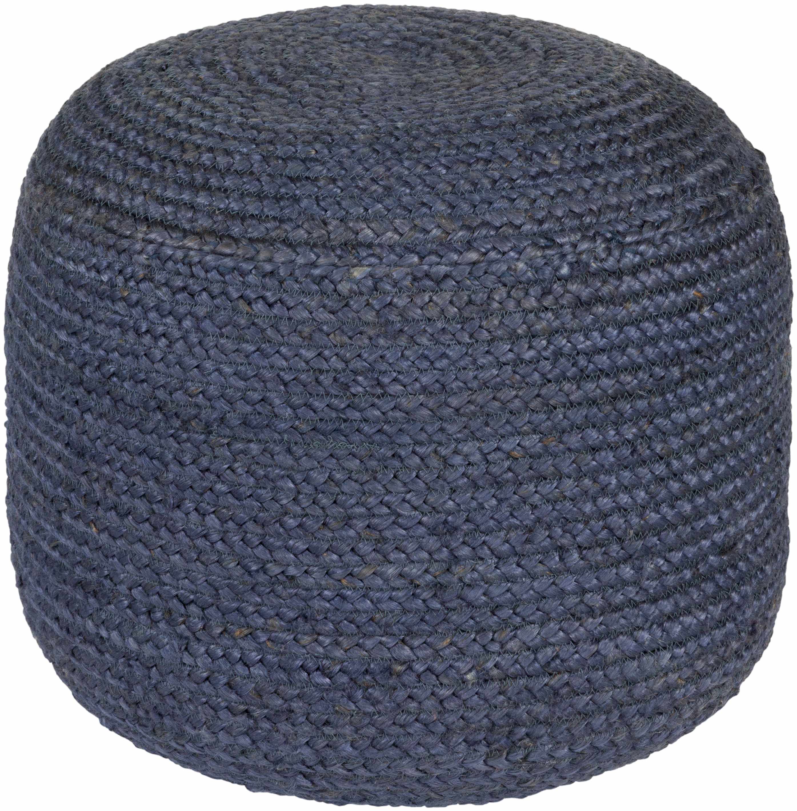 Gail Navy Jute Knitted Pouf - The Peony Haus